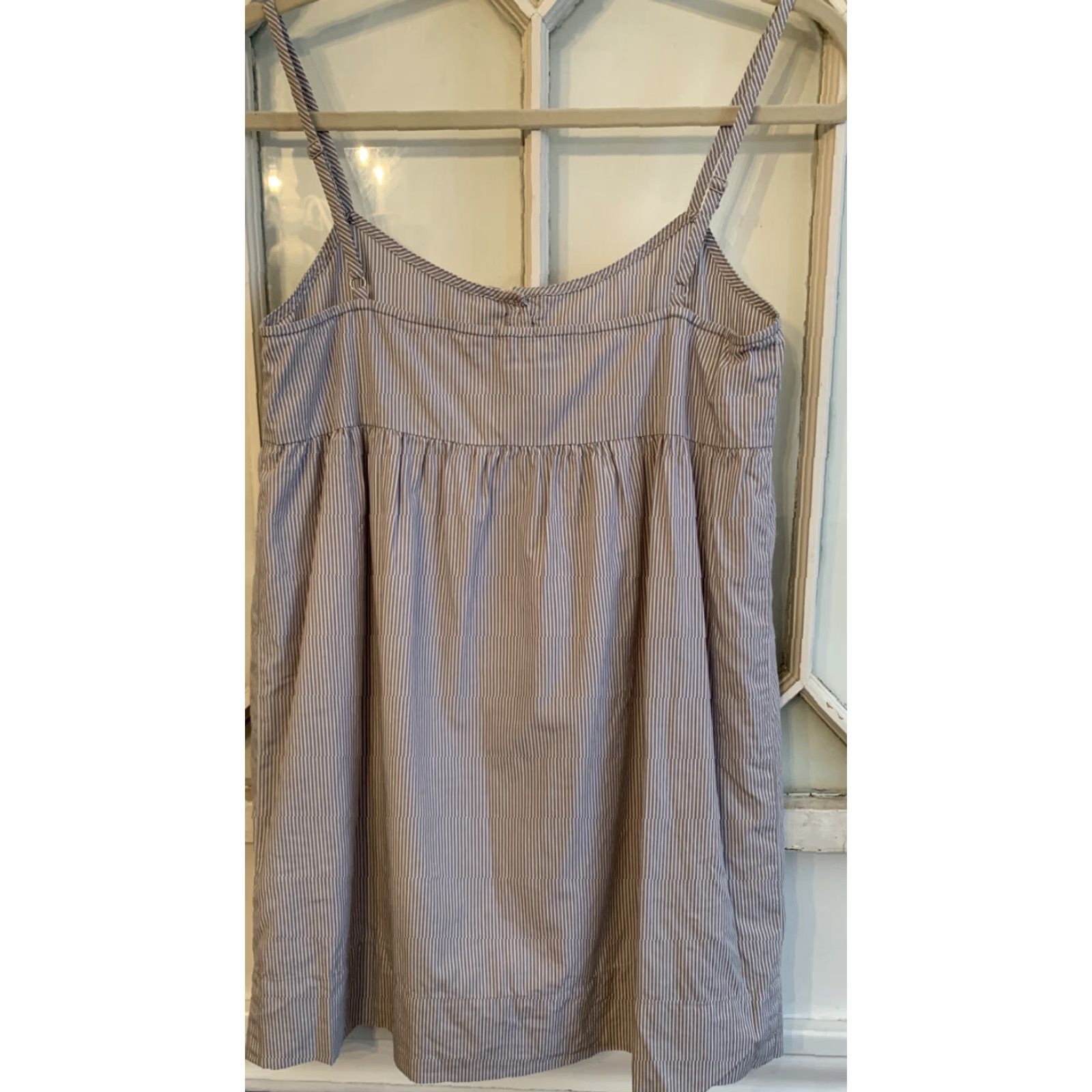 J.Crew J.Crew XS Women's Spaghetti Strap Tunic Gray White Pinstripe 100% Cotton Flowy Size XS / US 0-2 / IT 36-38 - 4 Thumbnail