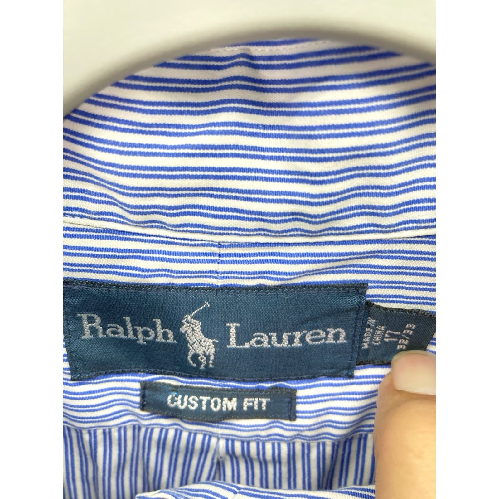 Ralph Lauren Ralph Lauren Shirt Men XL Blue Stripe Button-Up Long Sleeve Custom Fit 17/33 Shirt Measures 25 Inches Across Chest Size US XL / EU 56 / 4 - 5 Thumbnail