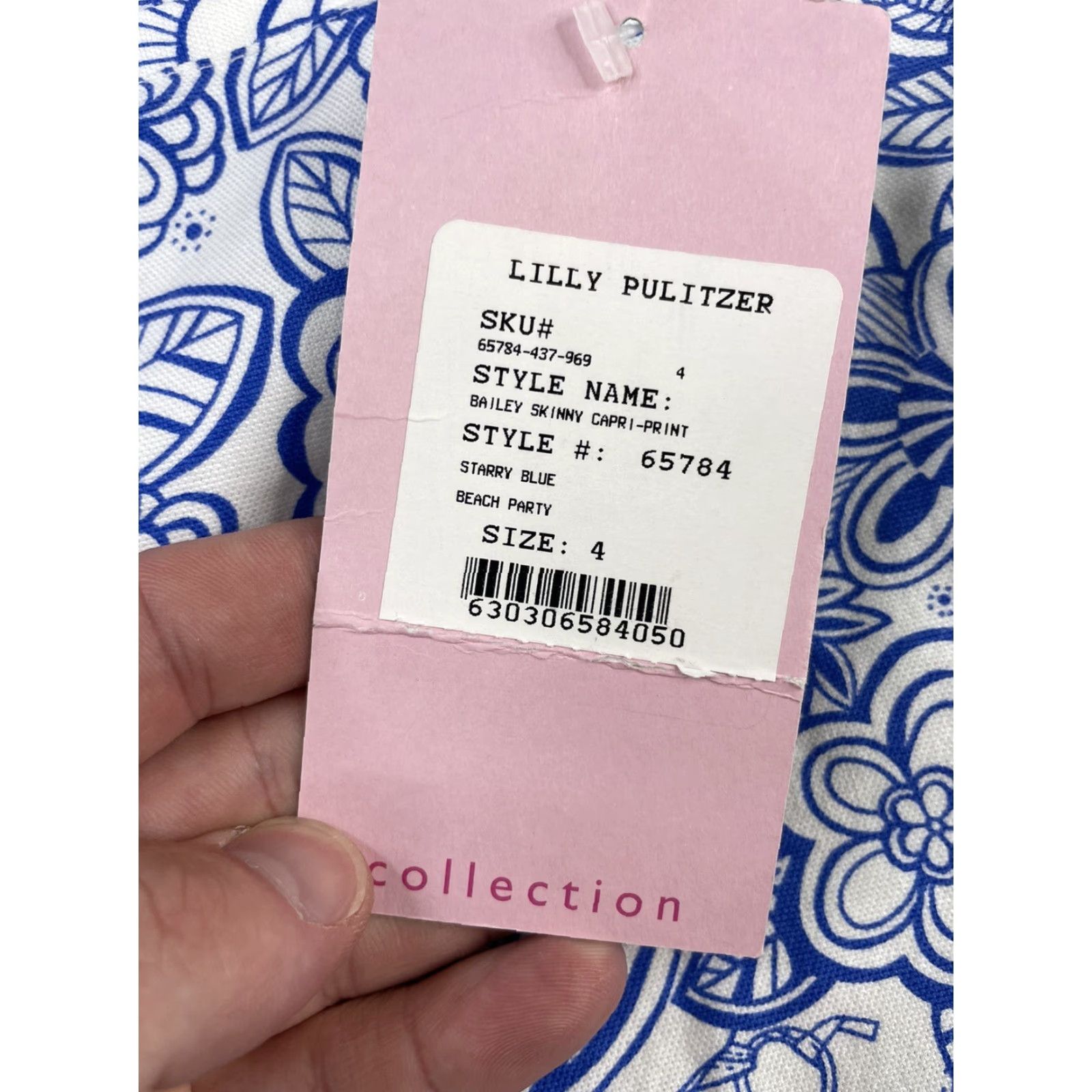 Lilly Pulitzer NWT Lilly Pulitzer Palm Beach Fit Bailey Skinny Capri Starry Blue Womens 4 Size ONE SIZE - 3 Thumbnail