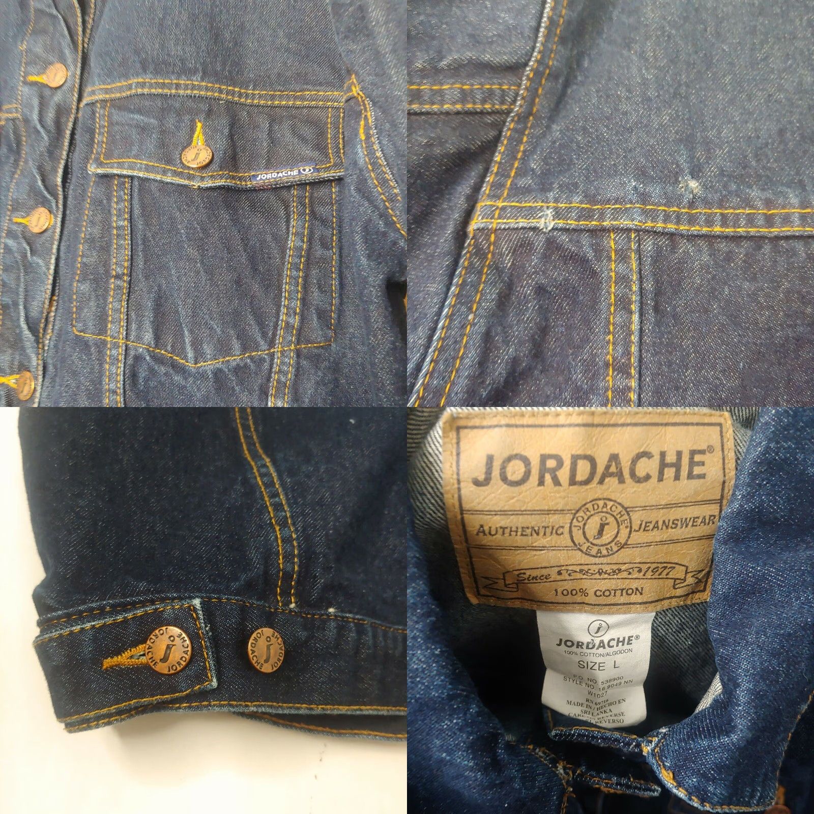 VINTAGE Jordache Jacket Women L Denim Blue Button Up Retro Classic Trucker Jacket Womens