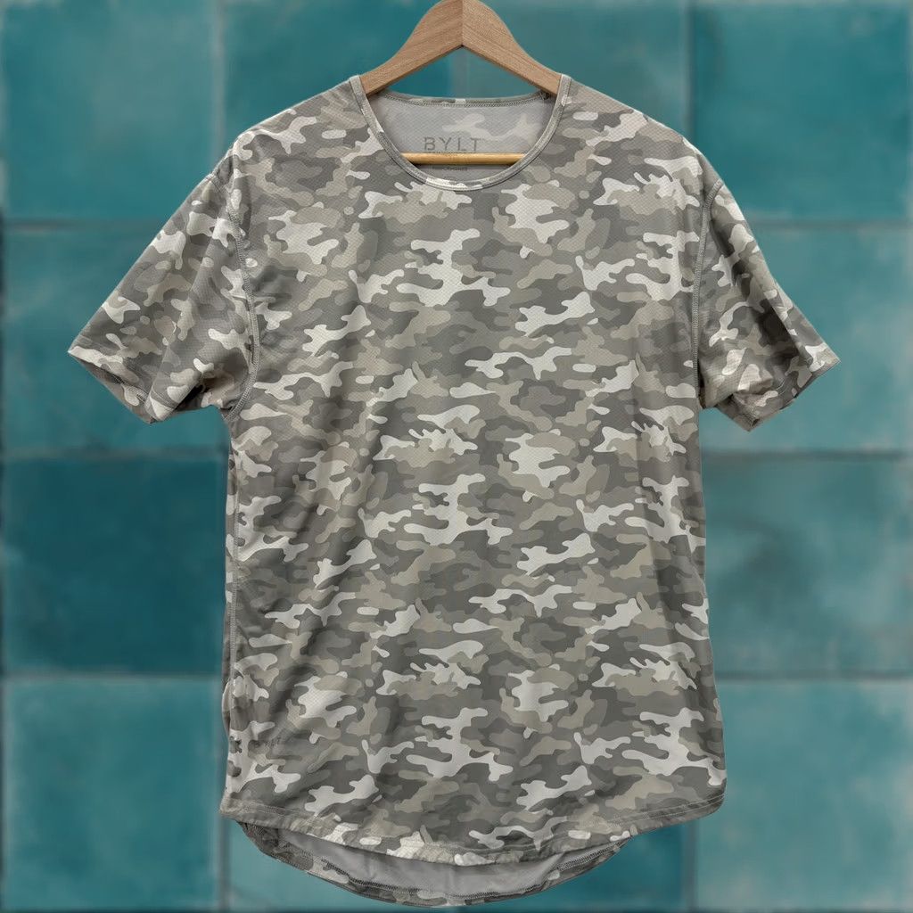Vintage BYLT Drop-Cut S/S Performance Shirt Mens M Gray Camouflage Athletic Gym Training Size US M / EU 48-50 / 2 - 1 Thumbnail