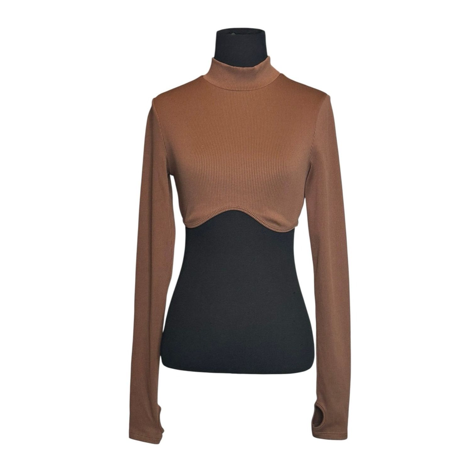 H&M H&M brown long sleeves crop top size Small Size S / US 4 / IT 40 - 10 Thumbnail