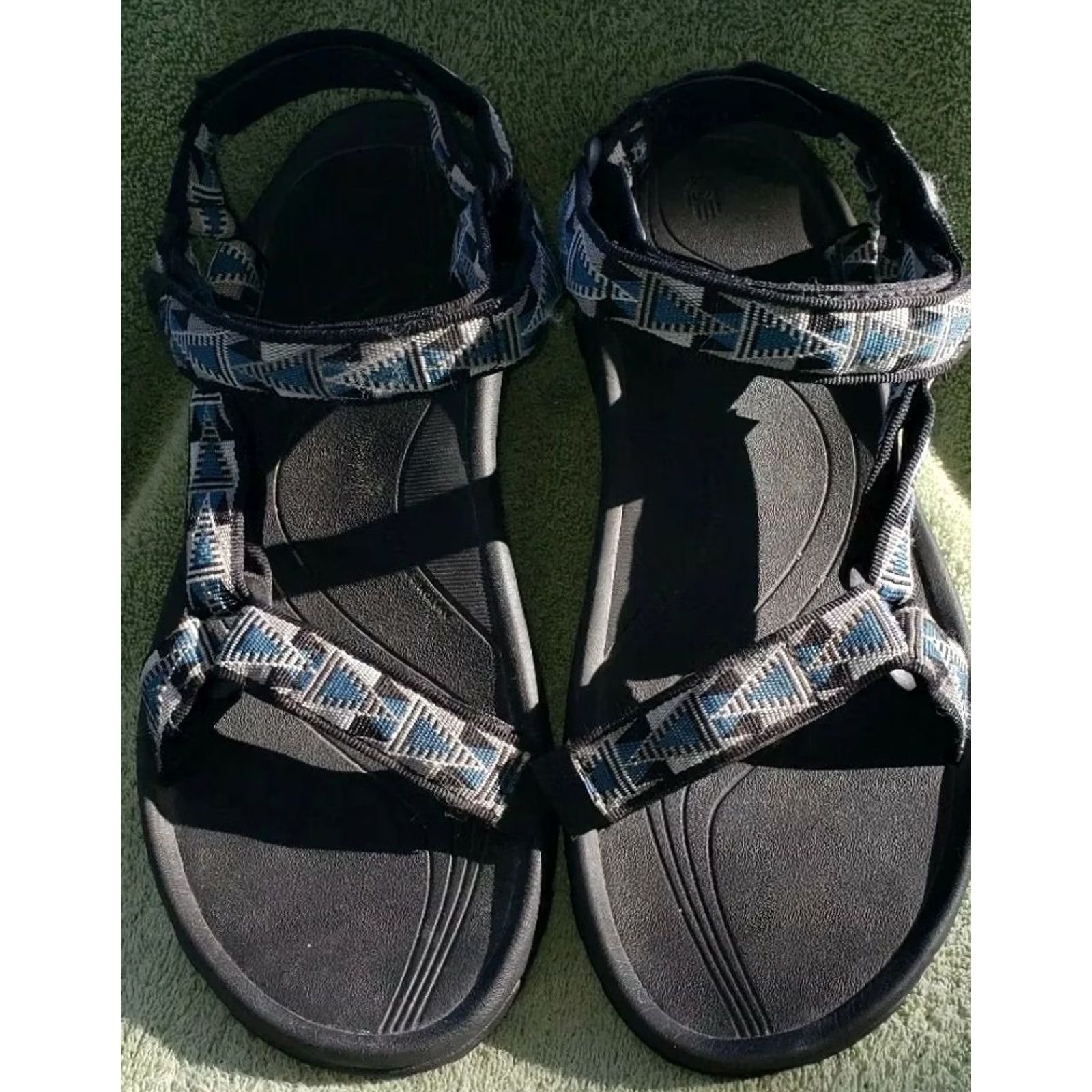 Teva Teva Sandals Main Men's Size 13 Gray Blue Black Strap Roman Style HD Cushioned Footbed Adjustable Hook and Loop Size ONE SIZE - 3 Thumbnail
