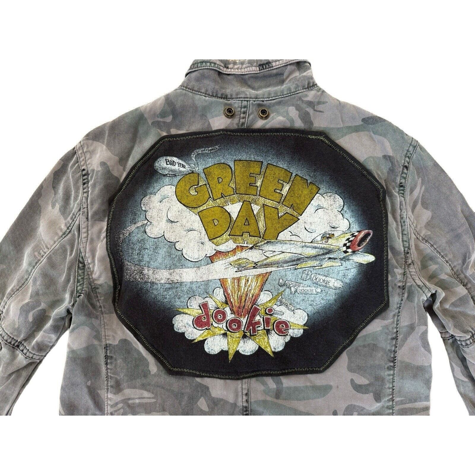 Pam & Gela GREEN DAY Camo Retro Vintage Denim Band Concert Zip Jacket Size S / US 4 / IT 40 - 10 Thumbnail