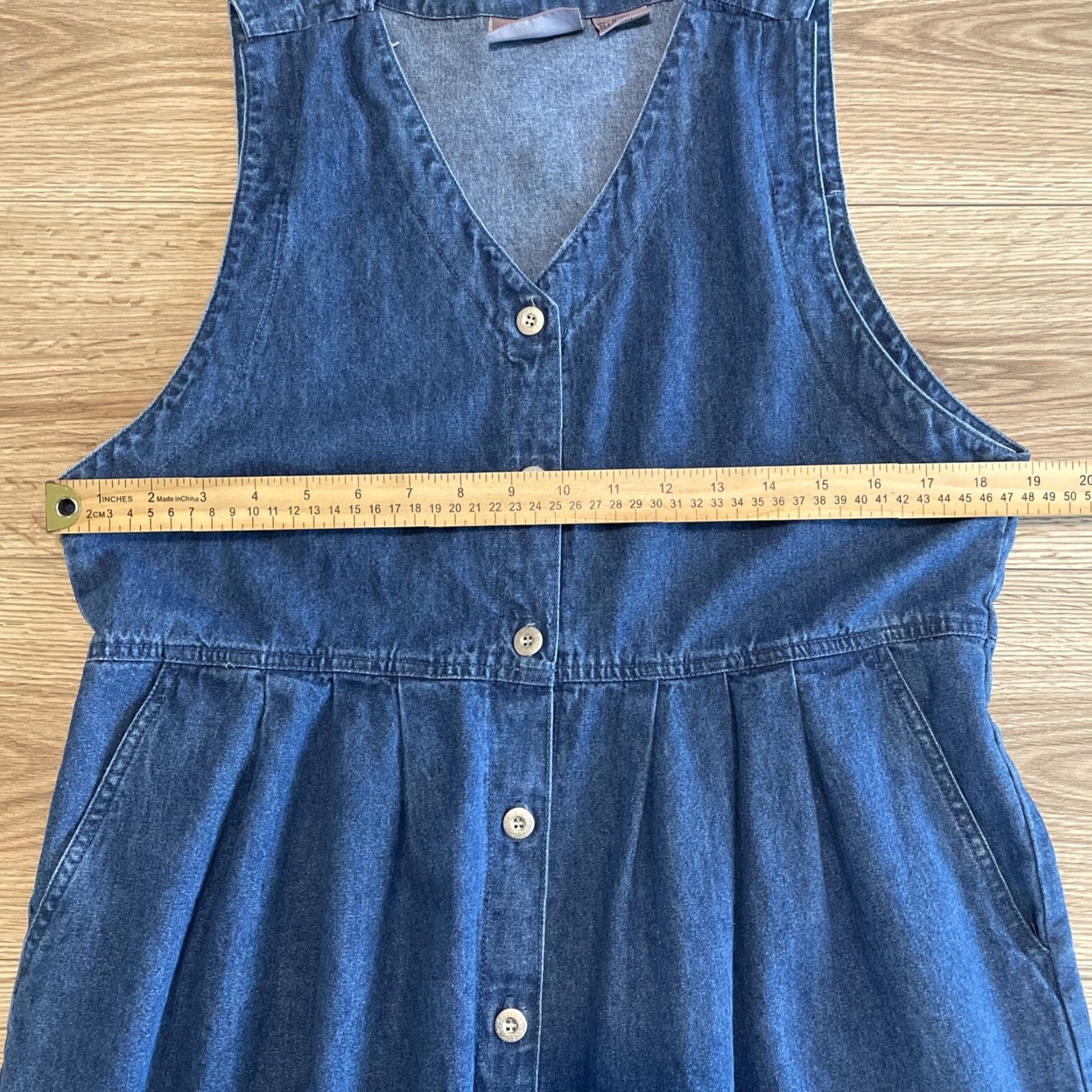 Vintage VINTAGE Premier International Maxi Dress for Women, Size Medium, Blue, Sleeveless, Button Closure, Pockets Size 32" / US 10 / IT 46 - 3 Thumbnail