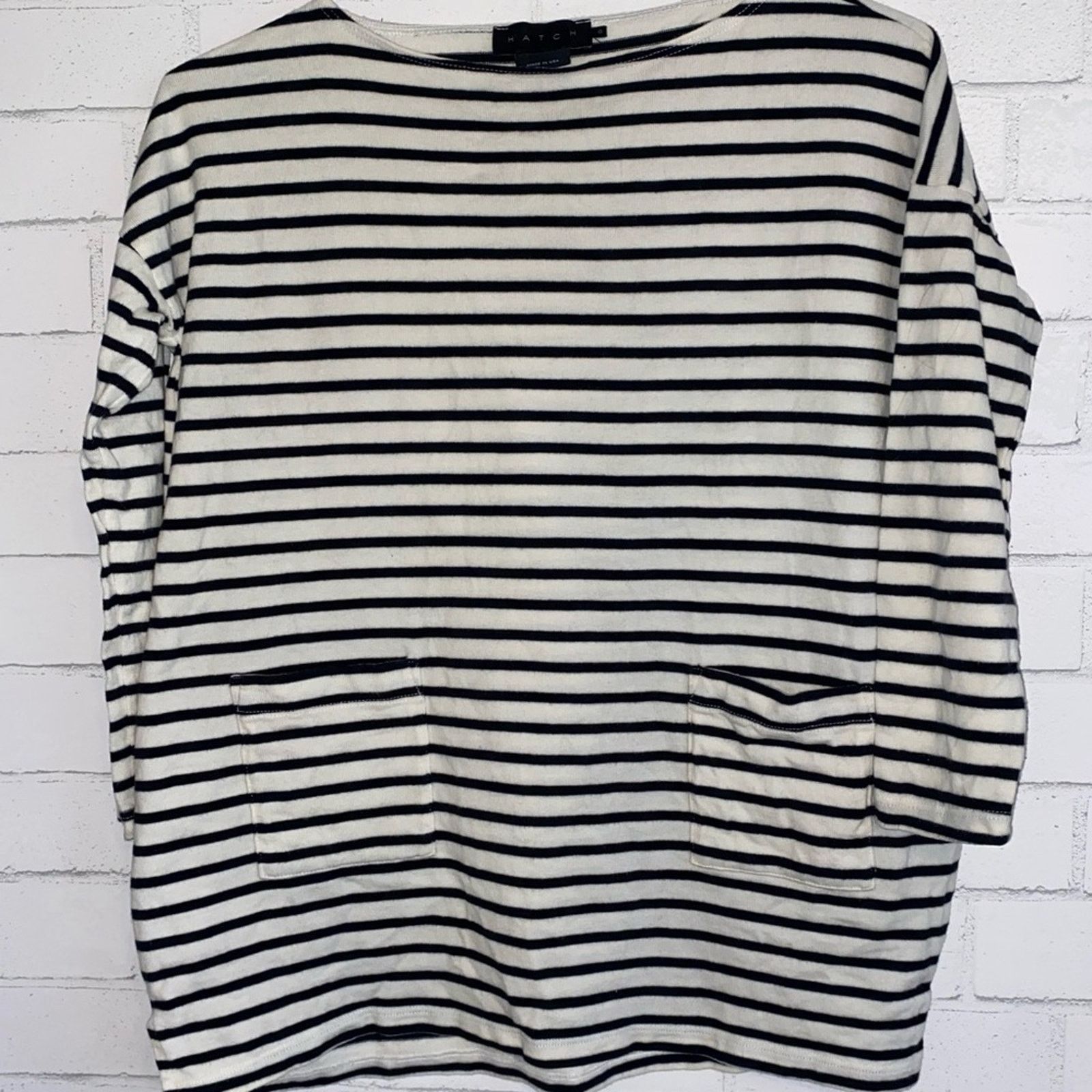 Other HATCH $148 Bateau Neck Striped Black Ivory Maternity Top 0 Size XS / US 0-2 / IT 36-38 - 7 Thumbnail