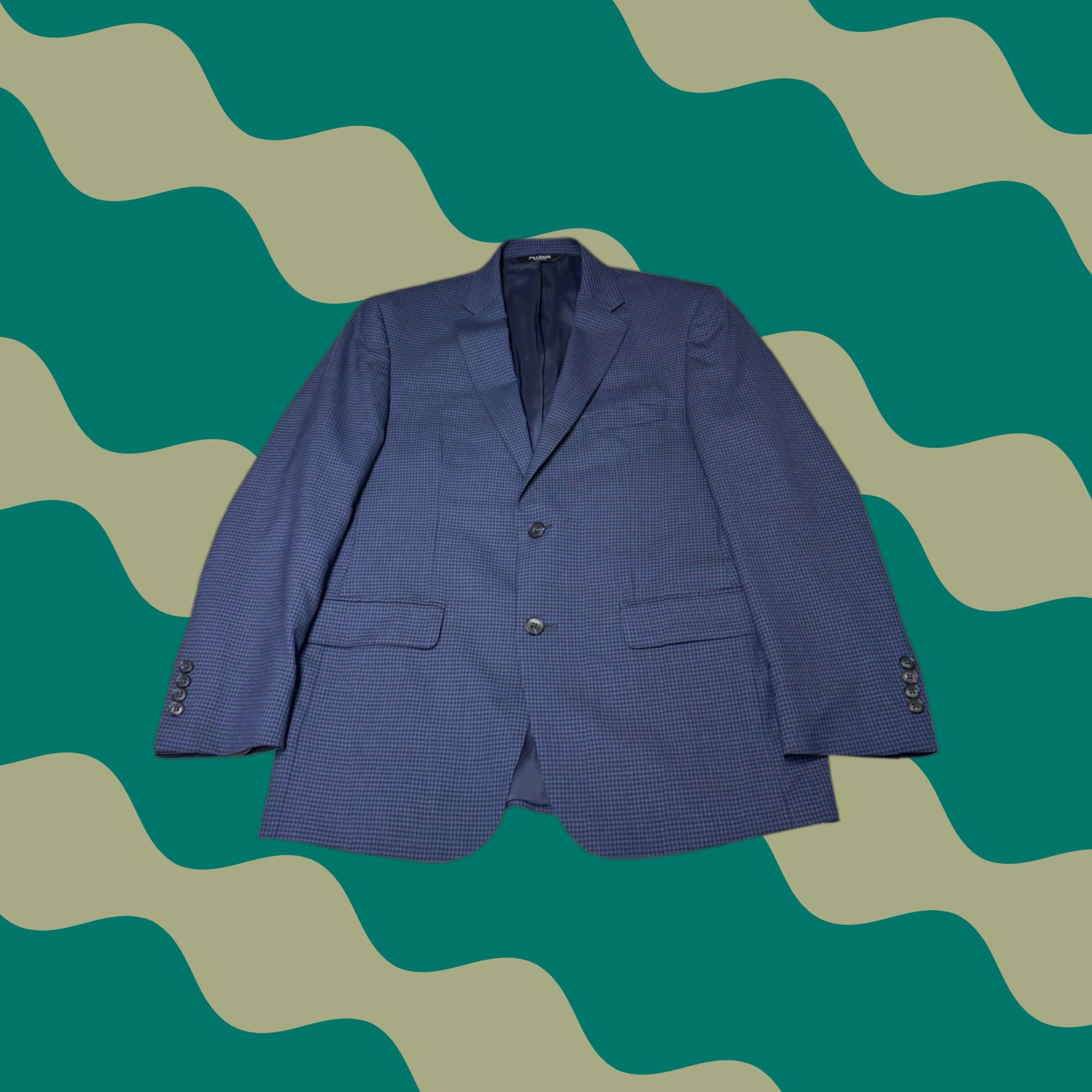 Vintage VINTAGE? No — JOS A BANK NavY Blue Check Traveler Wool Sport Coat Blazer, 40 Regular, Men, Suit Jacket Size 40R - 1 Thumbnail