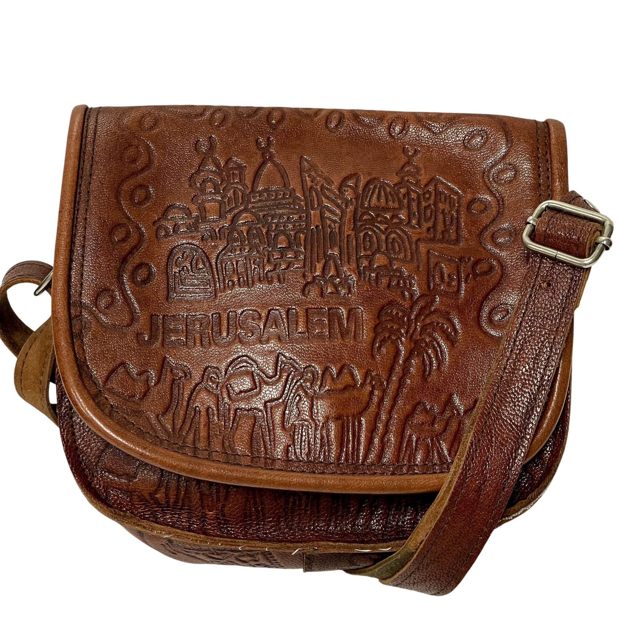 Other Vtg Israel Leather Hand Bag TOOLED City of JERUSALEM Purse Size ONE SIZE - 2 Thumbnail