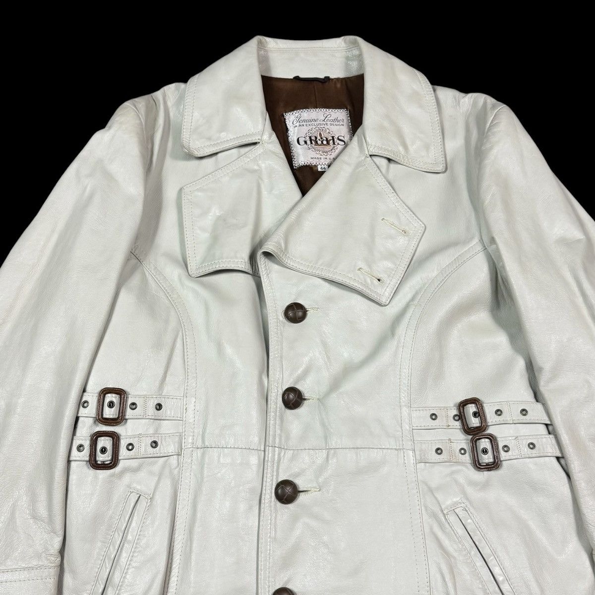 Vintage Vintage GraIs White Trench Coat Leather Jacket Men's 44 Size US L / EU 52-54 / 3 - 2 Thumbnail