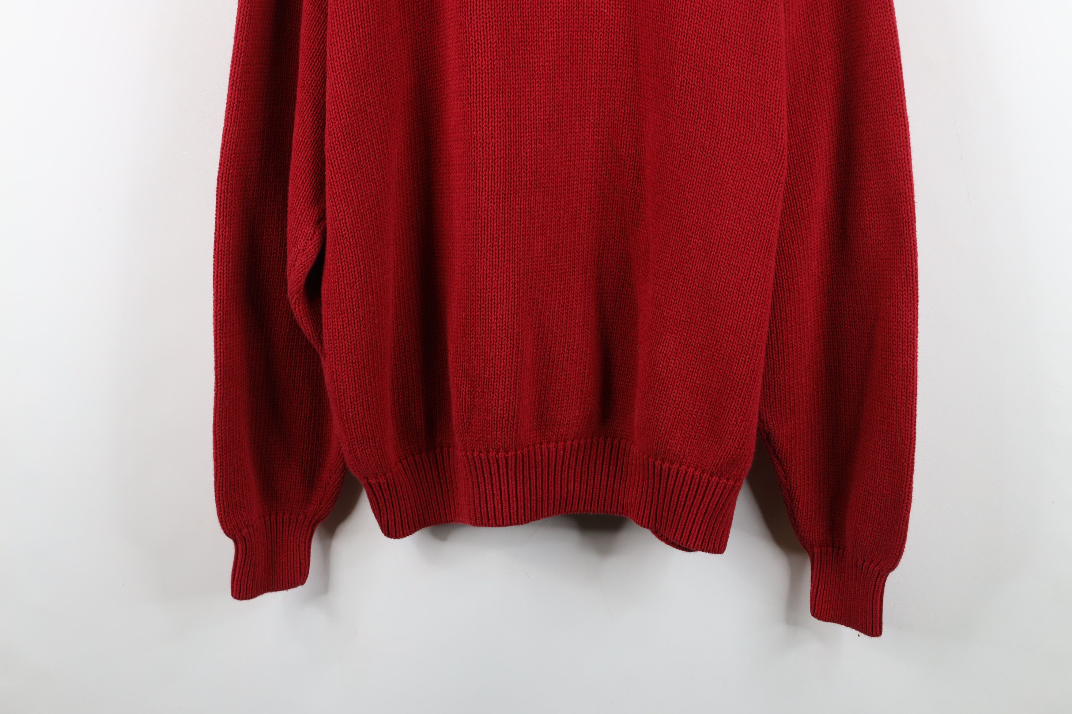 Vintage Vintage 90s Streetwear Blank Cotton Ribbed Knit Sweater Red Size US L / EU 52-54 / 3 - 3 Thumbnail