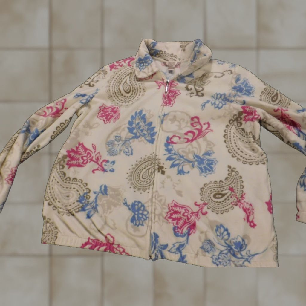 Vintage White Stag Jacket Women Long Beige Floral Zip Button Family Casual Winter XL/US Size XL / US 12-14 / IT 48-50 - 1 Thumbnail
