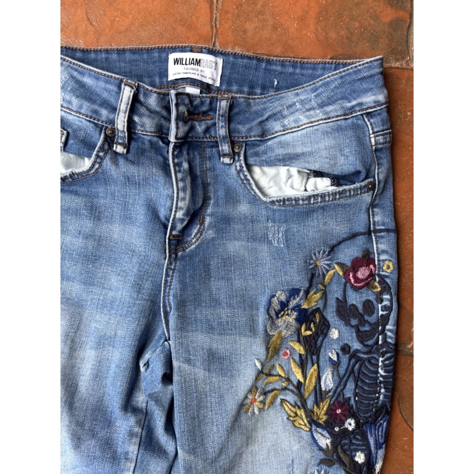 Denime William Rast Jeans Floral Patch Denim Cotton Stretch Skinny Leg Jeans Womens 26 Blue Modern Vintage No Size 26" / US 2 / IT 38 - 4 Thumbnail