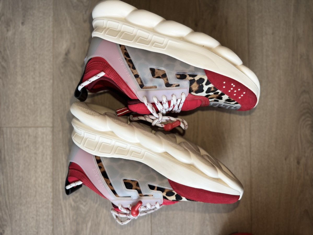 Versace Versace Suede/Pony Hair Chain Reaction Sneakers Leopard Red Size US 8 / EU 41 - 3 Thumbnail