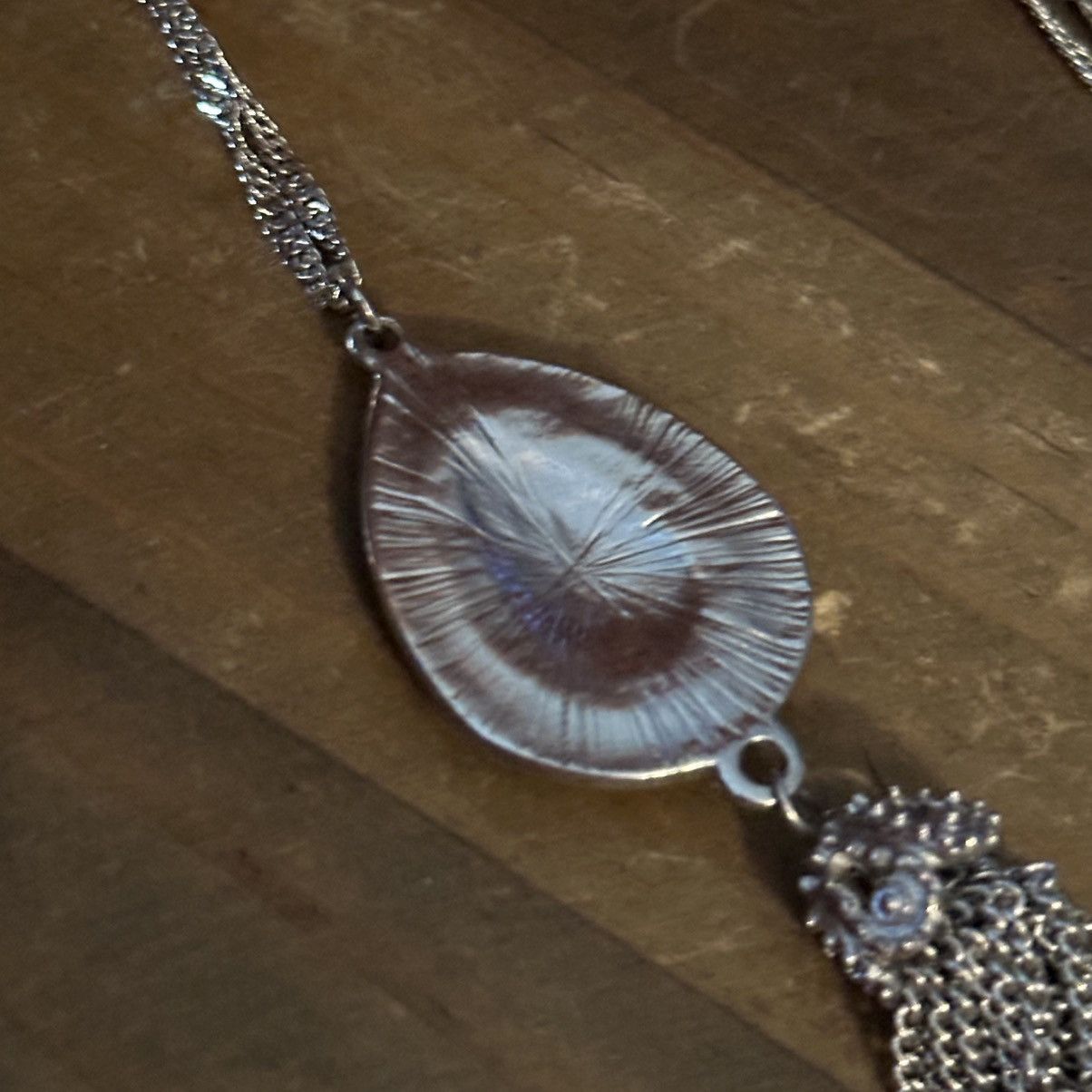 Other Long silver teardrop rose quartz & crystals tassel necklace Size ONE SIZE - 4 Thumbnail