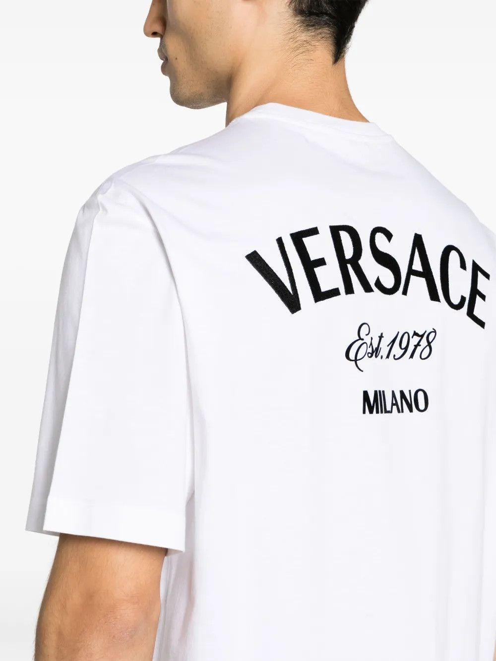 Versace o1y0525 Logo Crewneck T-Shirt in White Size US L / EU 52-54 / 3 - 3 Thumbnail