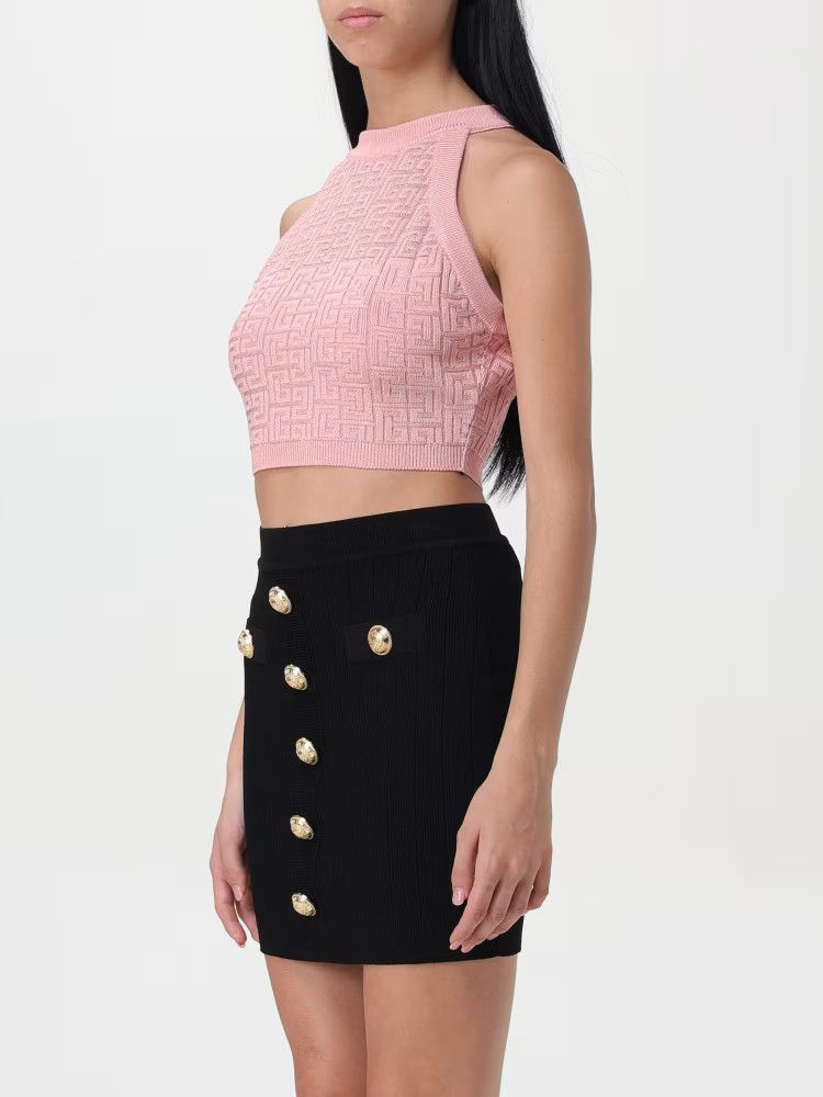 Balmain o1s1wg110725 Crop Tops in Light Pink Size L / US 10 / IT 46 - 3 Thumbnail