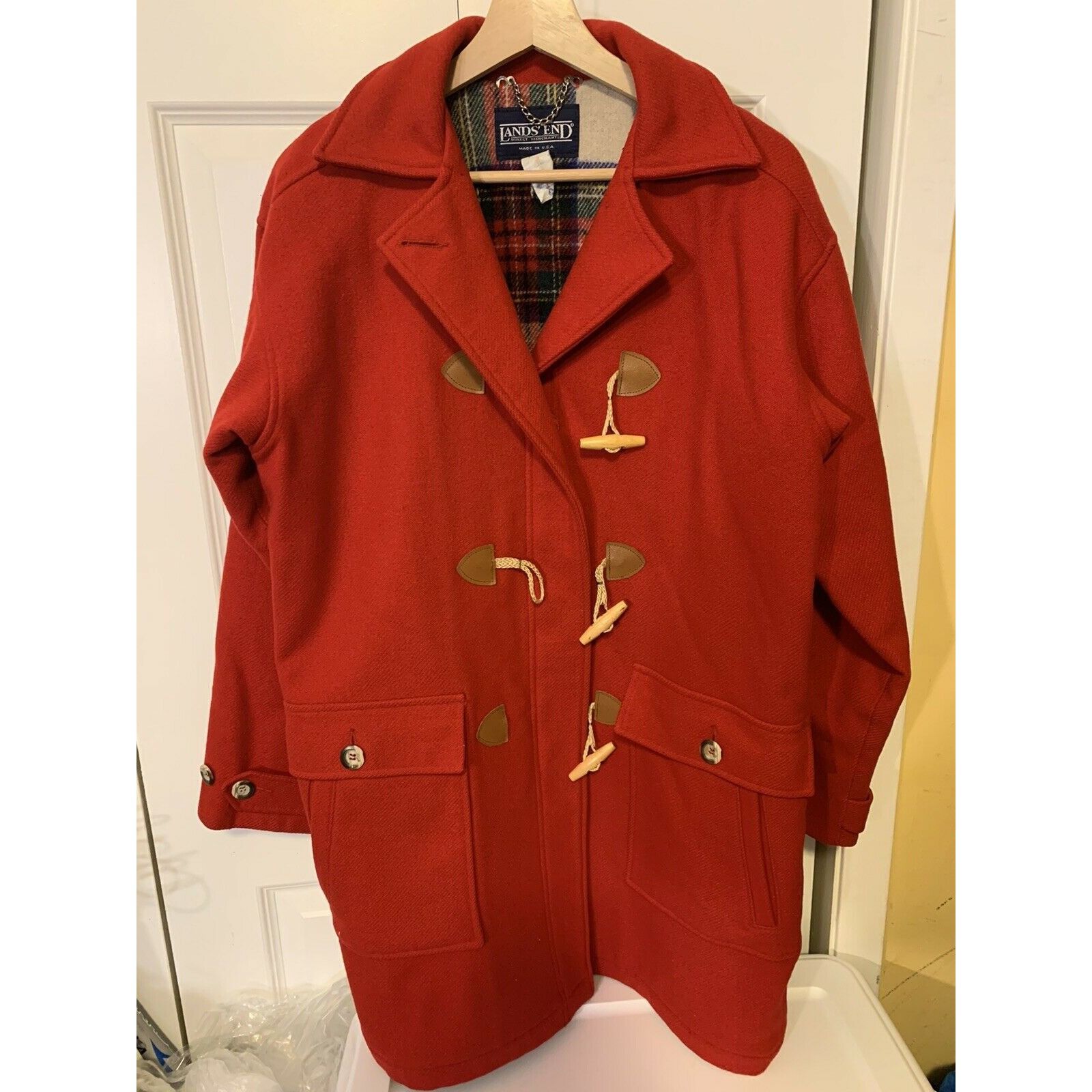 Lands' End Lands End Hooded Wool Parka coat toggle red womens sz M Size M / US 6-8 / IT 42-44 - 3 Thumbnail