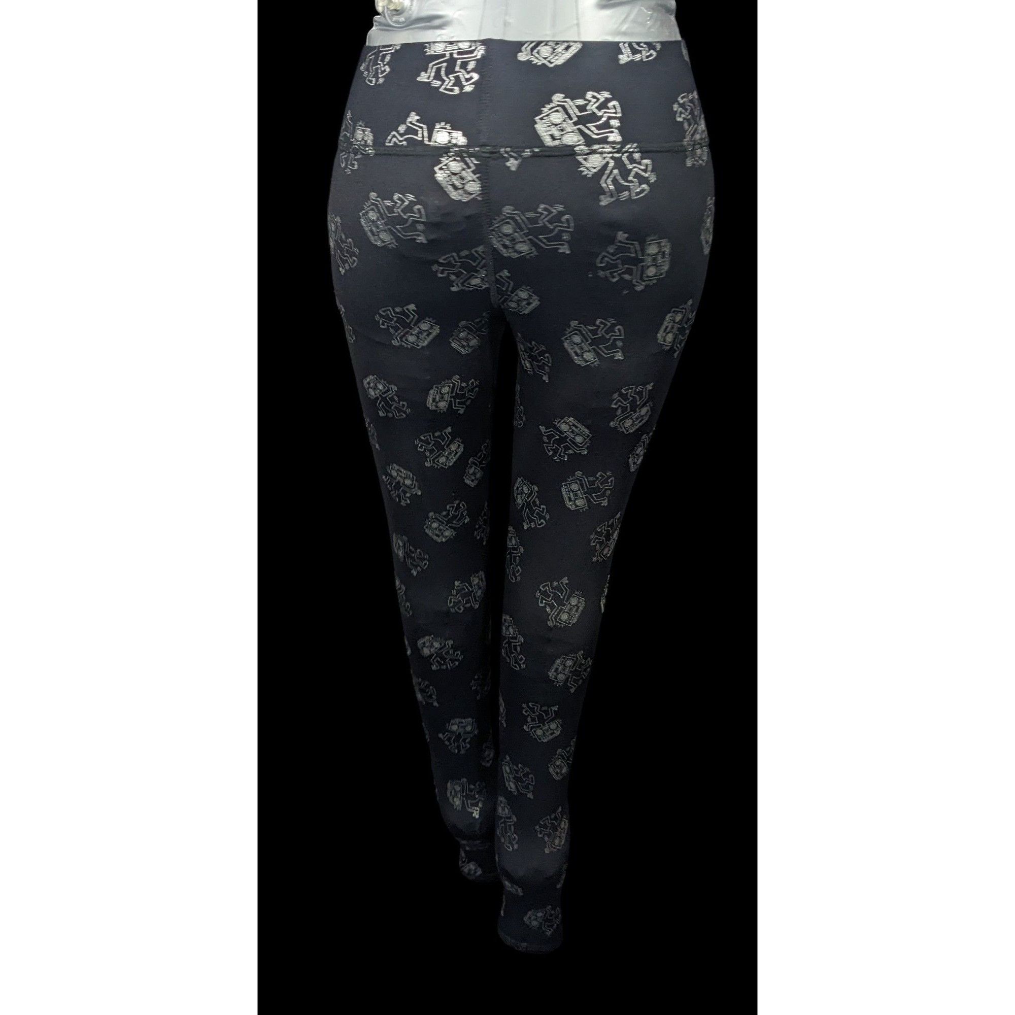 Keith Haring × Terez Terez x Keith Haring Black And Silver Robot Leggings Size XS Size 24" / US 00 / IT 34 - 2 Thumbnail