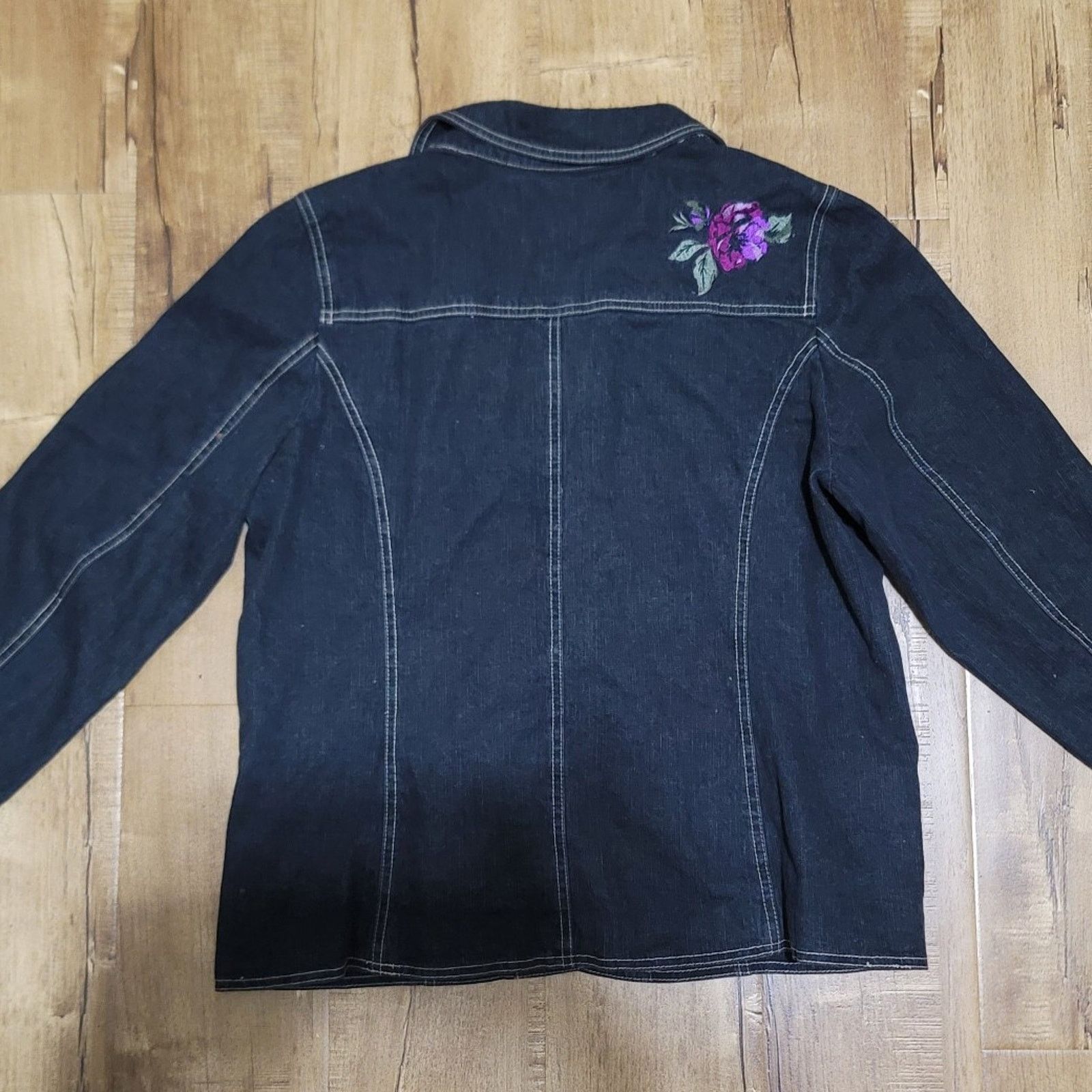 Denim & Co. Vtg Denim & Co Floral Embroidered Jacket Size L / US 10 / IT 46 - 4 Thumbnail