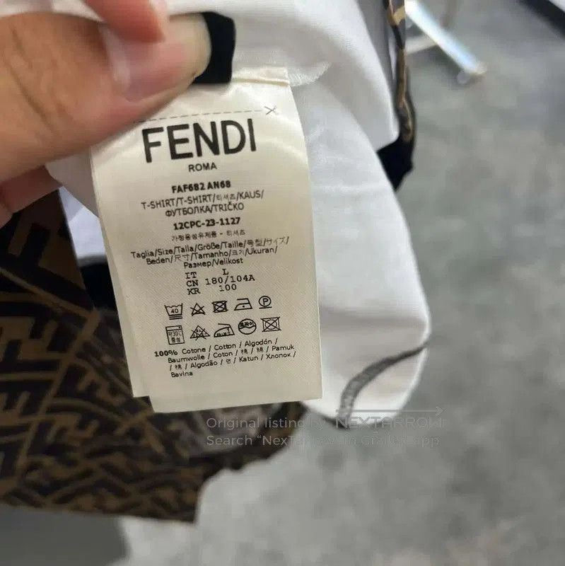 Fendi Fendi Men's White T-Shirt with Logo Design . Size US L / EU 52-54 / 3 - 4 Thumbnail