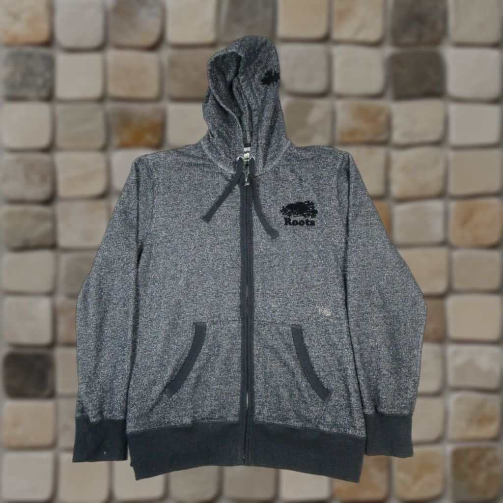 Roots VINTAGE Roots Hoodie Womens L Black Cotton Blend Full Zip Crew Neck Activewear Hiking Running & Jogging Walking Mens Womens Girls Boys Size L / US 10 / IT 46 - 1 Thumbnail