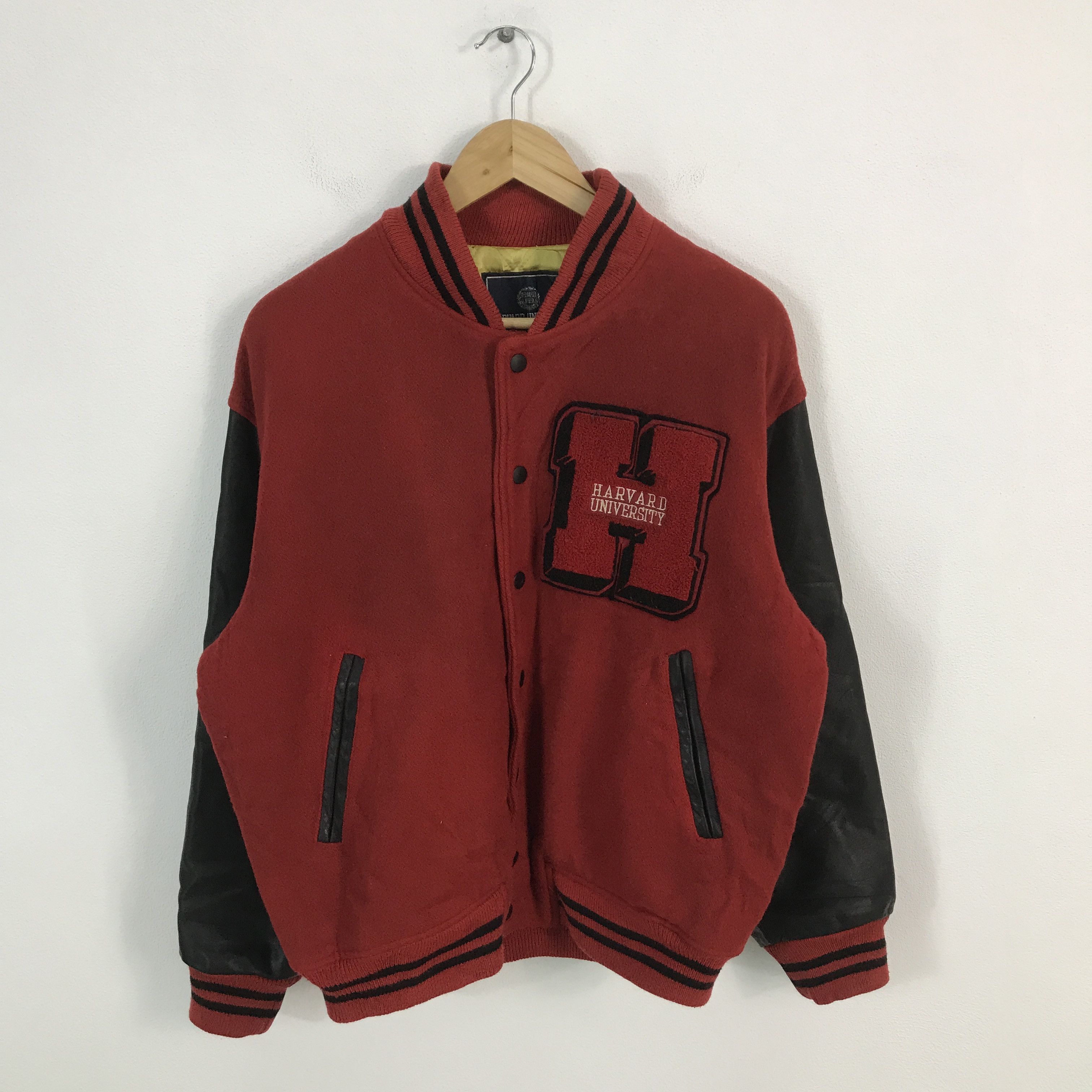 Vintage 2000s Harvard University Varsity jacket leather sleeve Size US L / EU 52-54 / 3 - 2 Thumbnail