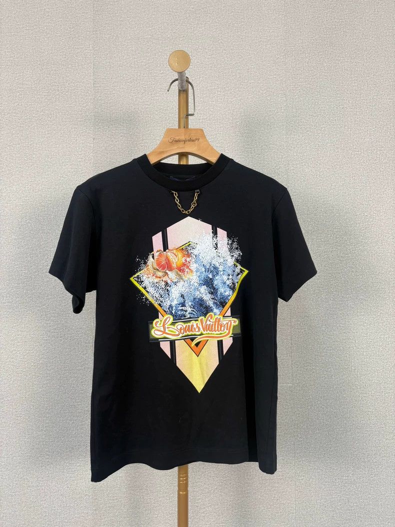 Hermes Black Chain Wave Logo Short Sleeve Tee Size US S / EU 44-46 / 1 - 1 Thumbnail