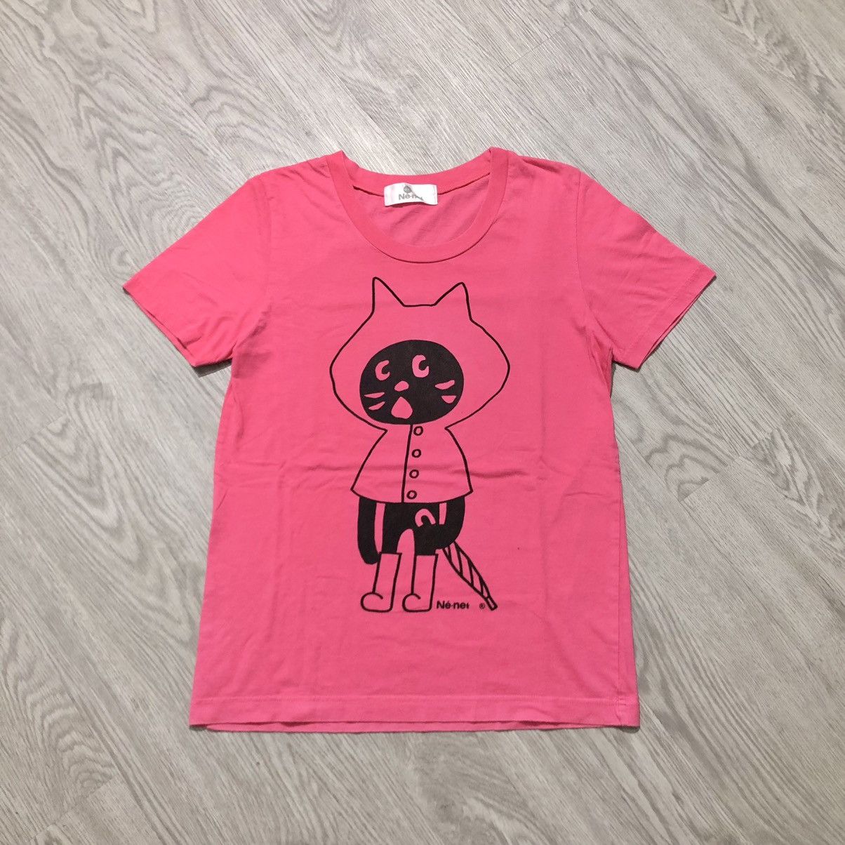2000s Ne-Net by Issey Miyake NYA Cat T-shirt Pink Designer