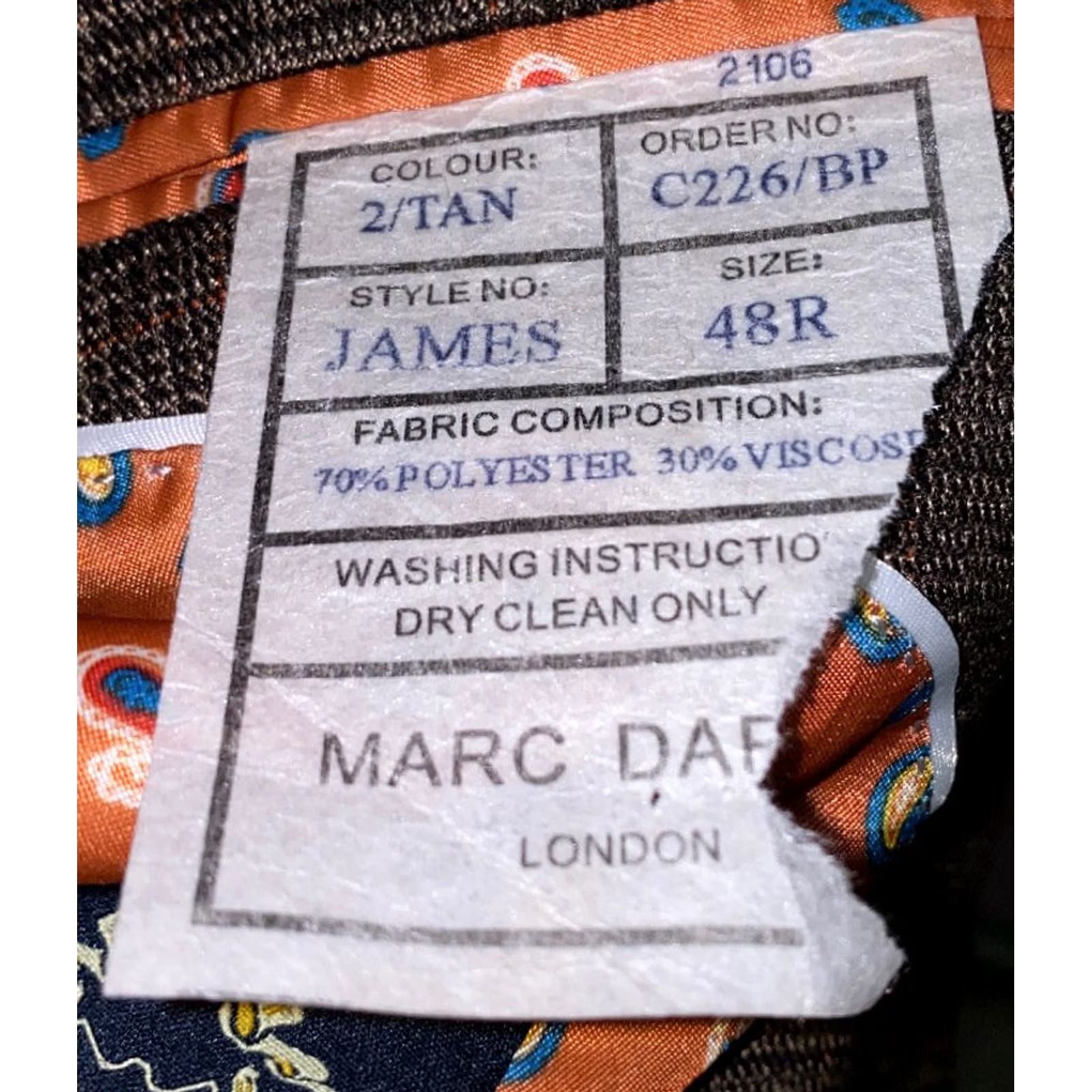 Marcs Marc Darcy London Sport Coat Mens 48R Brown Polyester/Viscose 2 Button Size US M / EU 48-50 / 2 - 7 Thumbnail