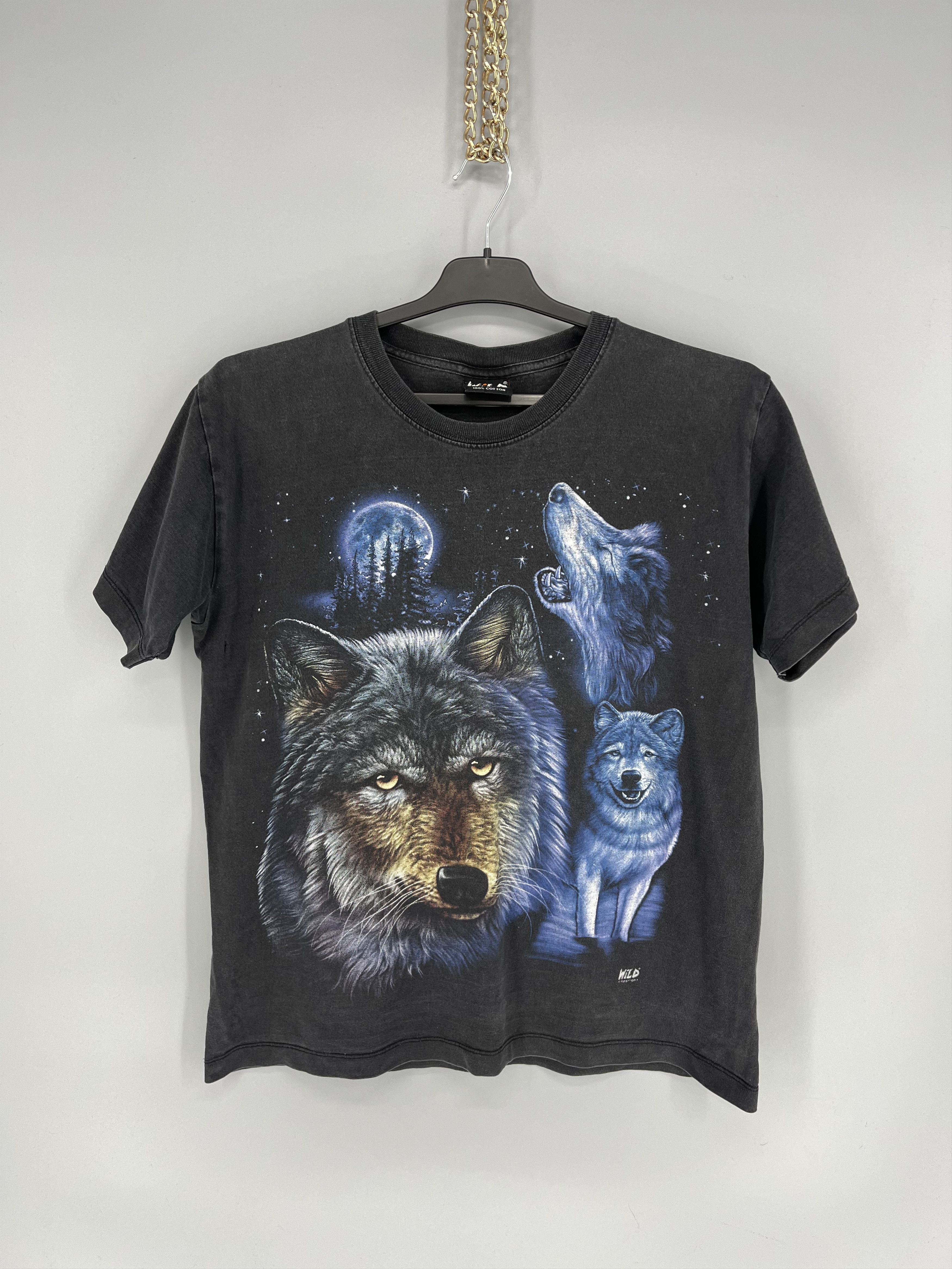 Vintage Vintage 90s Wolf Face Boxy Fit Tee WILD Dead Horror Print Size US M / EU 48-50 / 2 - 6 Thumbnail