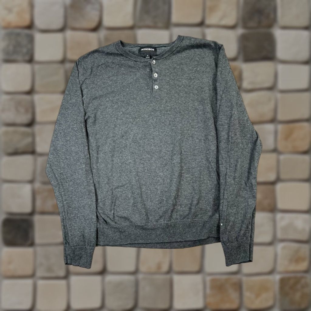 Bonobos Bonobos Shirt Mens M Gray Cotton Henley Size US M / EU 48-50 / 2 - 1 Thumbnail