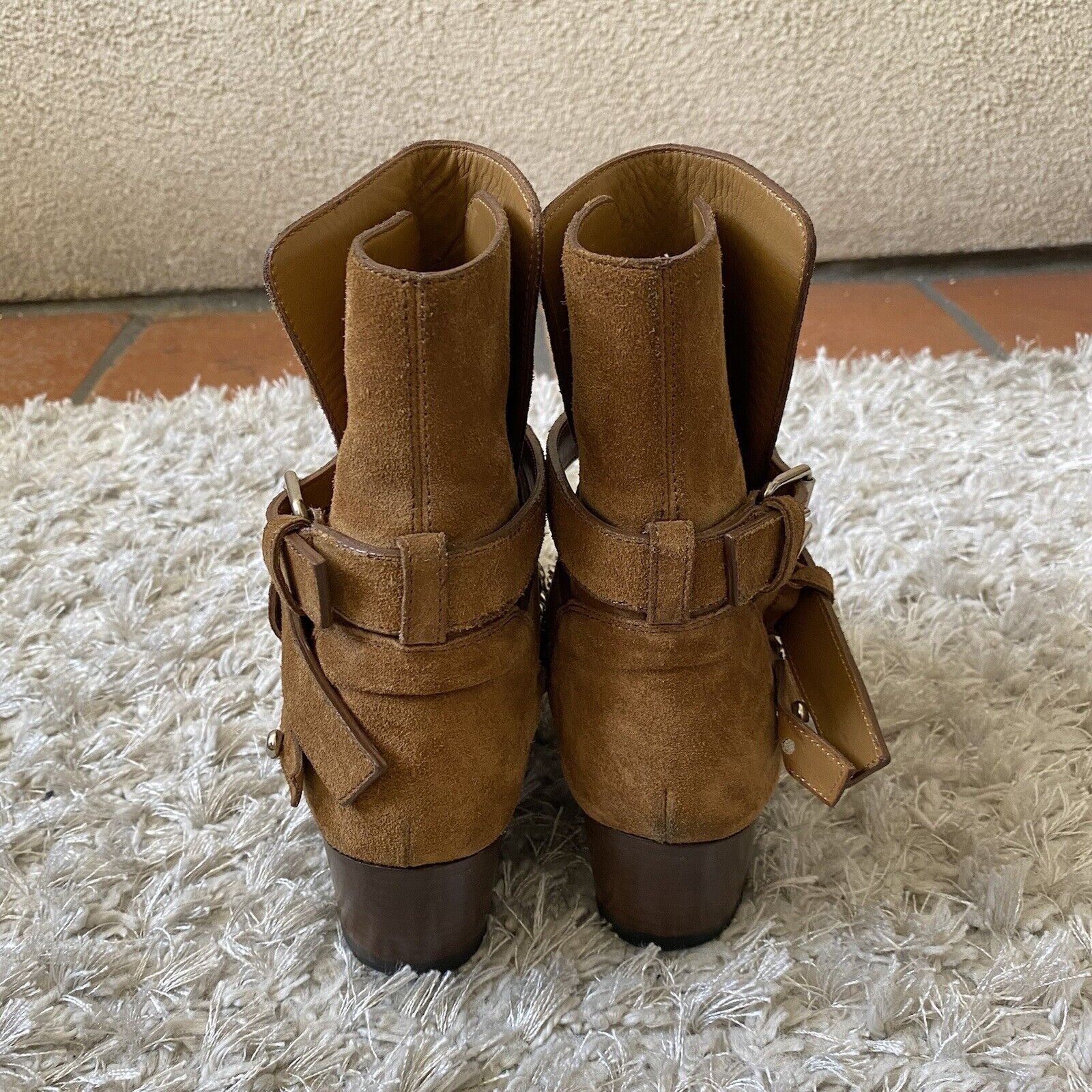Amiri AMIRI Womens Shoes Tan Brown Suede Buckle Ankle Boots Chain Size US 6 / IT 36 - 5 Thumbnail