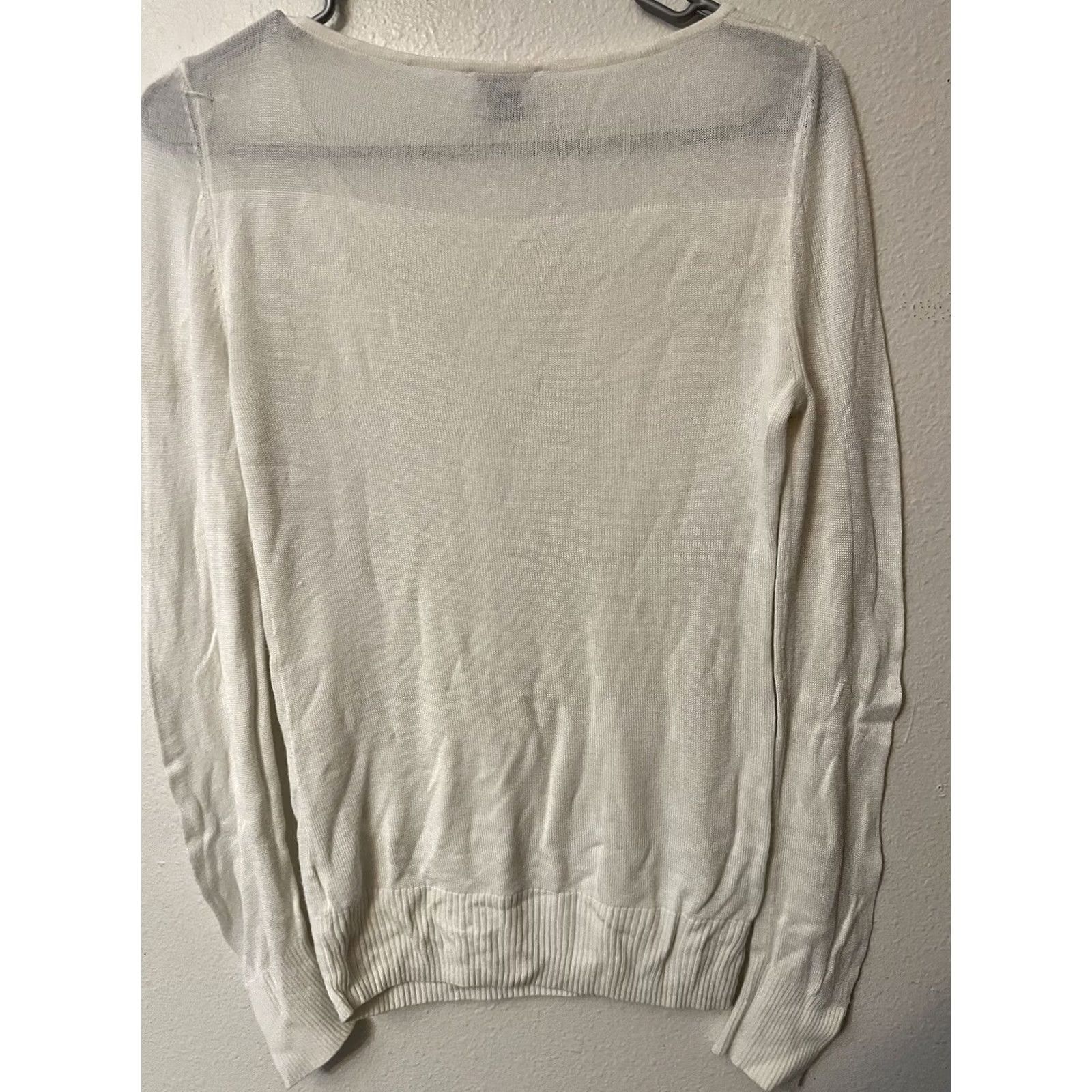 Bebe VINTAGE Bebe Moda Womens Sweater Medium White Round Neck Long Sleeve Stretch Size M / US 6-8 / IT 42-44 - 3 Thumbnail