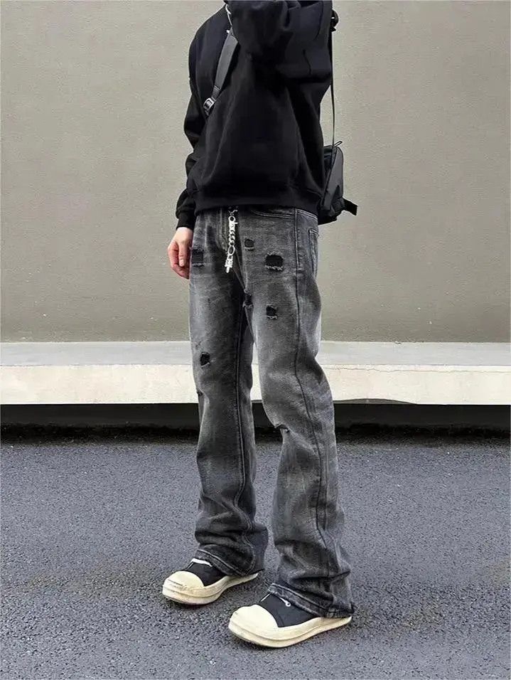 Japanese Brand × Jean Black straight leg distressed jeans Size US 32 / EU 48 - 2 Thumbnail