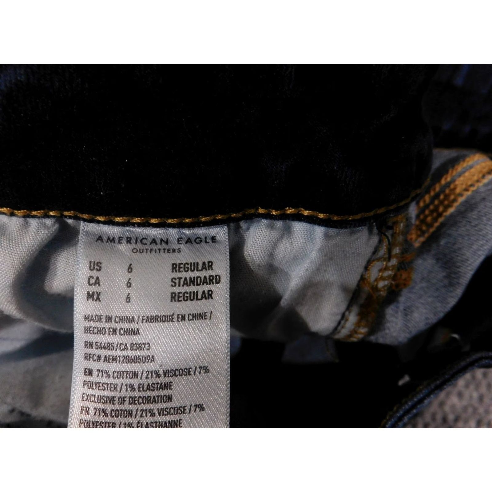Vintage American Eagle Jeans Womens 6 Regular Jegging Skinny Stretch Denim Pants Dark Wash Blue Logo Pockets Mid Rise Zip Fly Size 28" / US 6 / IT 42 - 6 Thumbnail