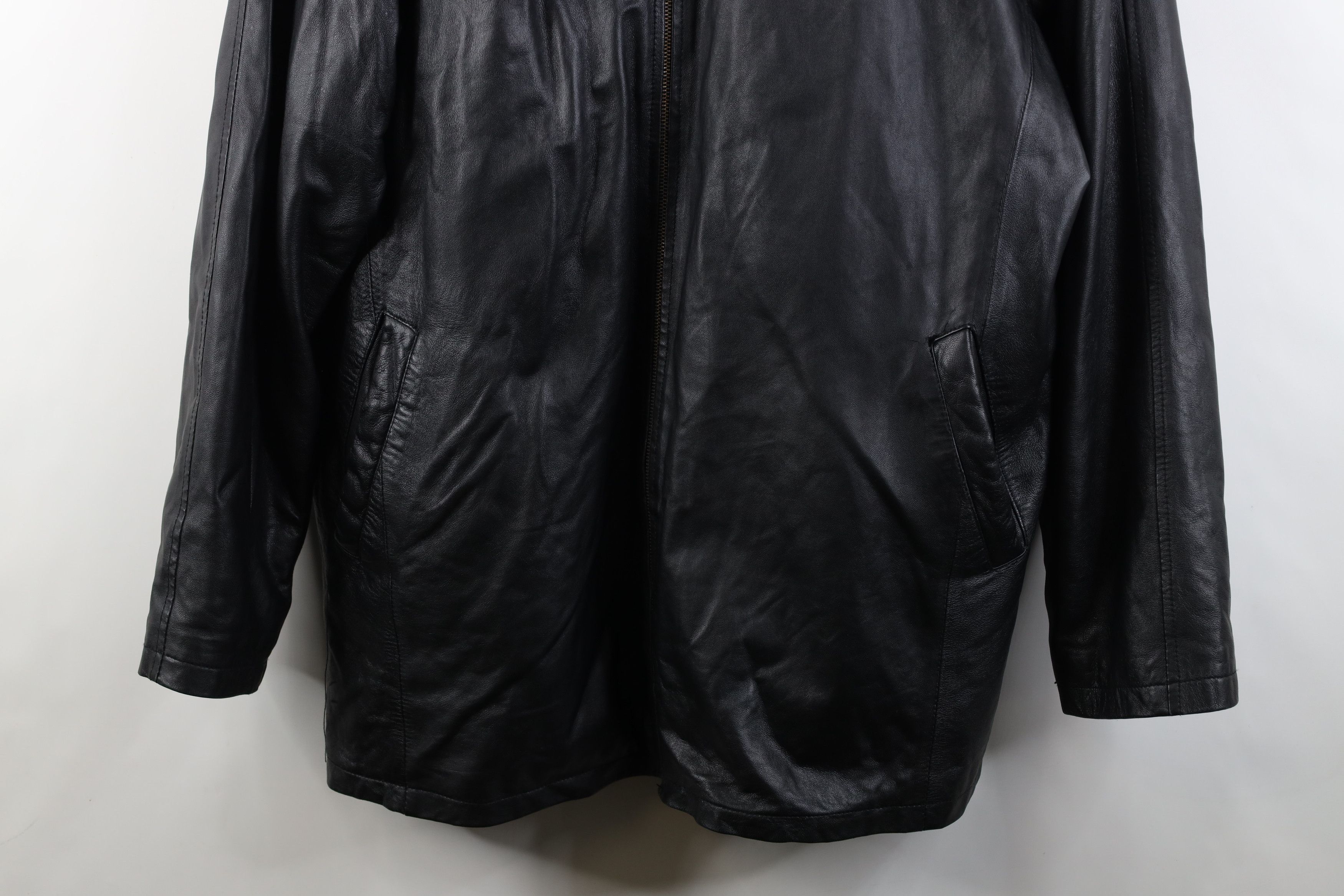Vintage Vintage 90s Streetwear Soft Leather Full Zip Jacket Black Size US XL / EU 56 / 4 - 3 Thumbnail