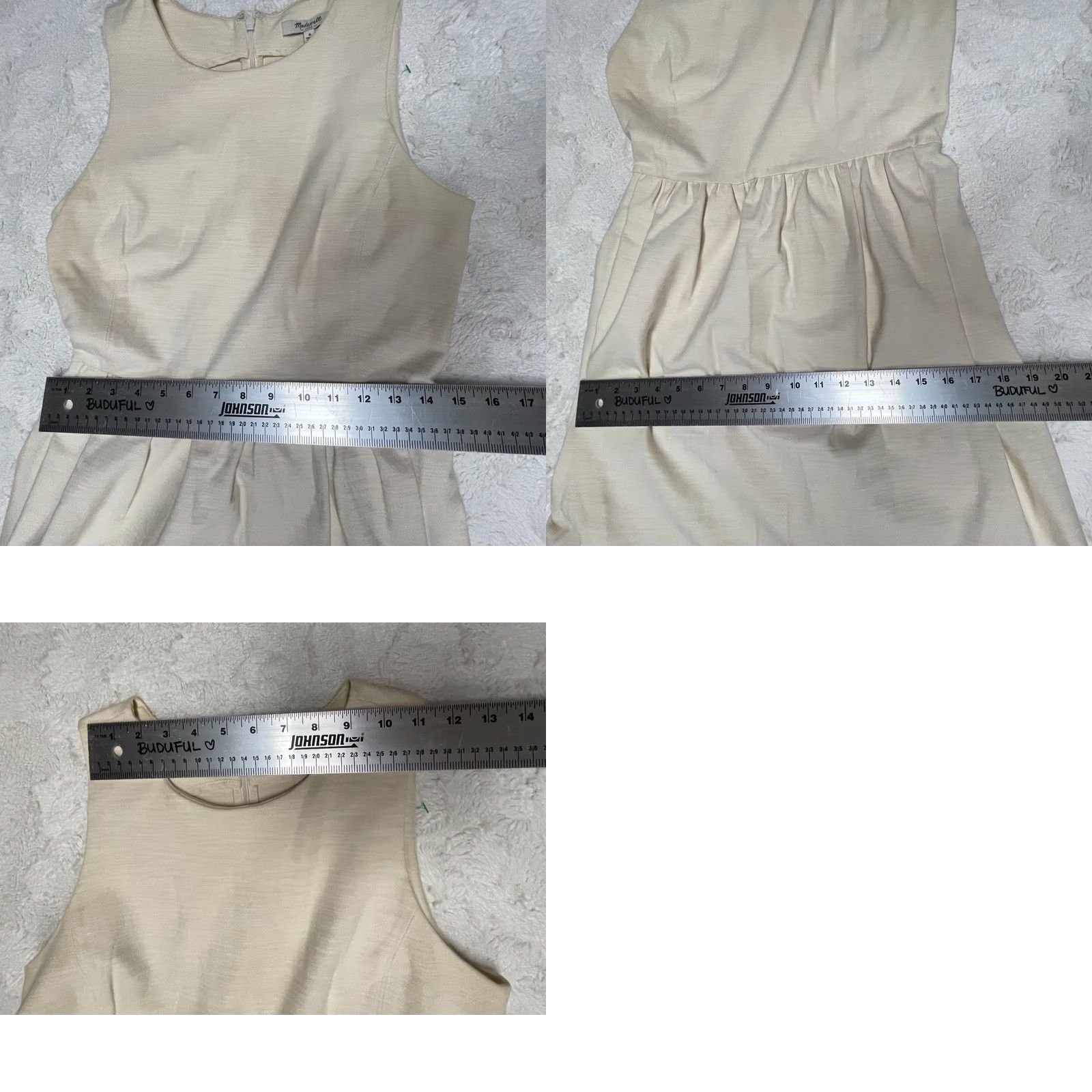 Madewell Madewell Pierside Zip Back Fit & Flare Mini Dress Cream Women’s Size Small 49698 Size S / US 4 / IT 40 - 8 Thumbnail