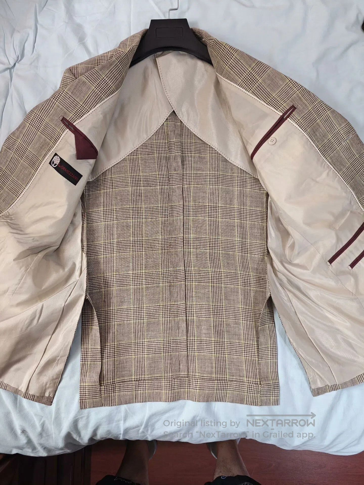 Morgano Italian Linen Checkered Blazer. Size US L / EU 52-54 / 3 - 6 Thumbnail