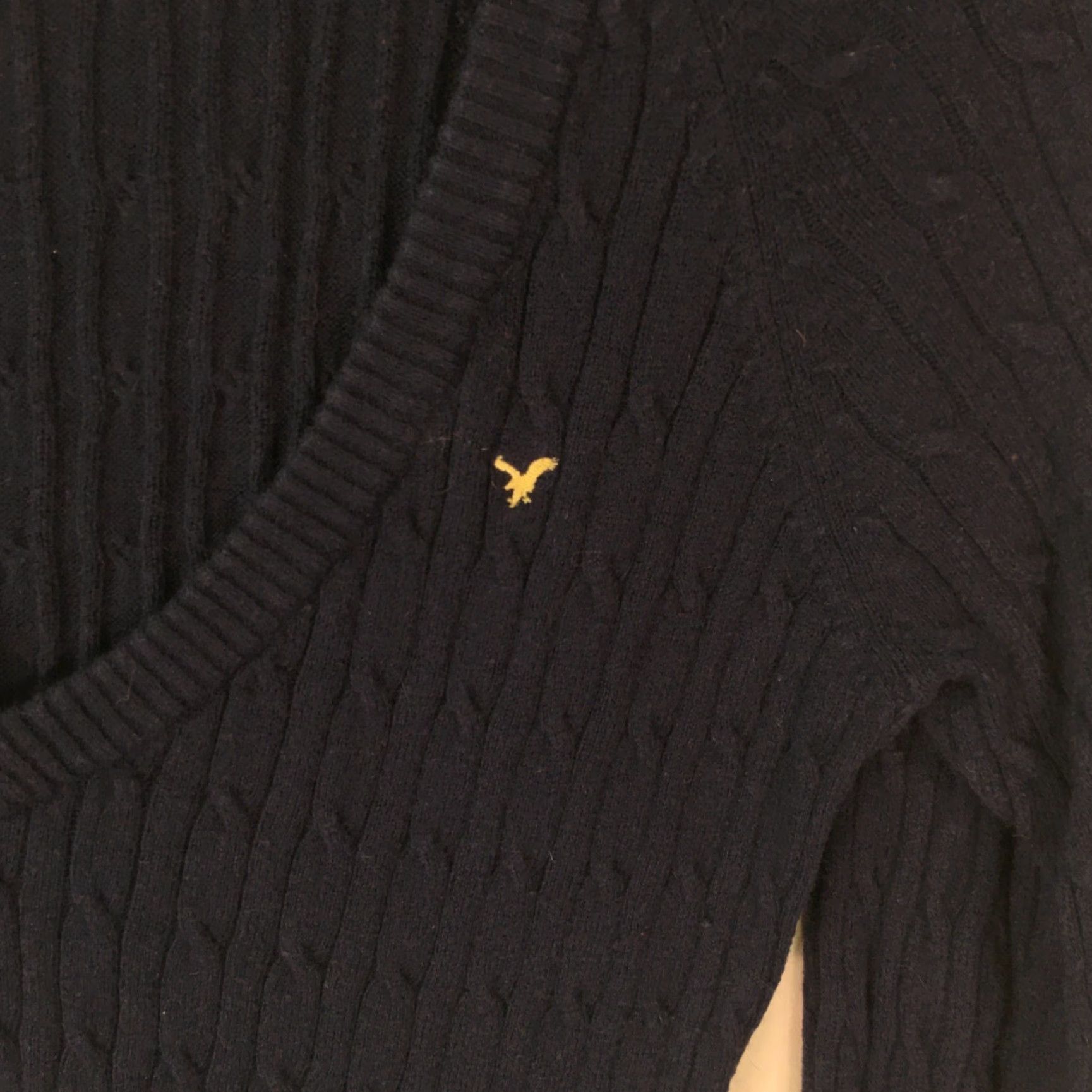 American Eagle Outfitters American Eagle Outfitters Womens Cable-Knit Sweater Black Size M Long Sleeves Pullover V Neck Casual Knits Womens M Black 90s? Size M / US 6-8 / IT 42-44 - 3 Thumbnail