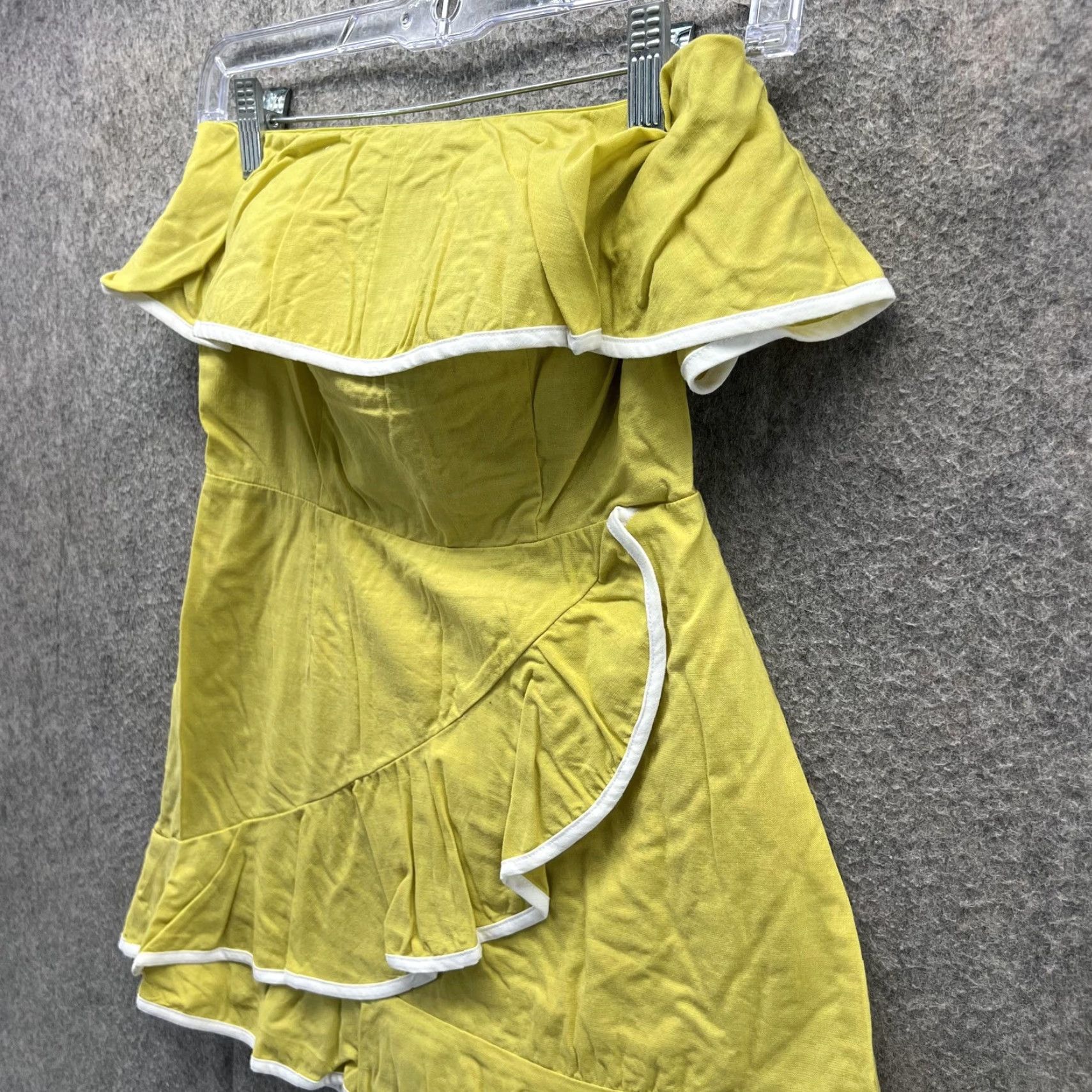 Vintage Tularosa Dress Womens XS Yellow Off Shoulder Ruffle Wrap Mini Summer Party Size XS / US 0-2 / IT 36-38 - 7 Thumbnail