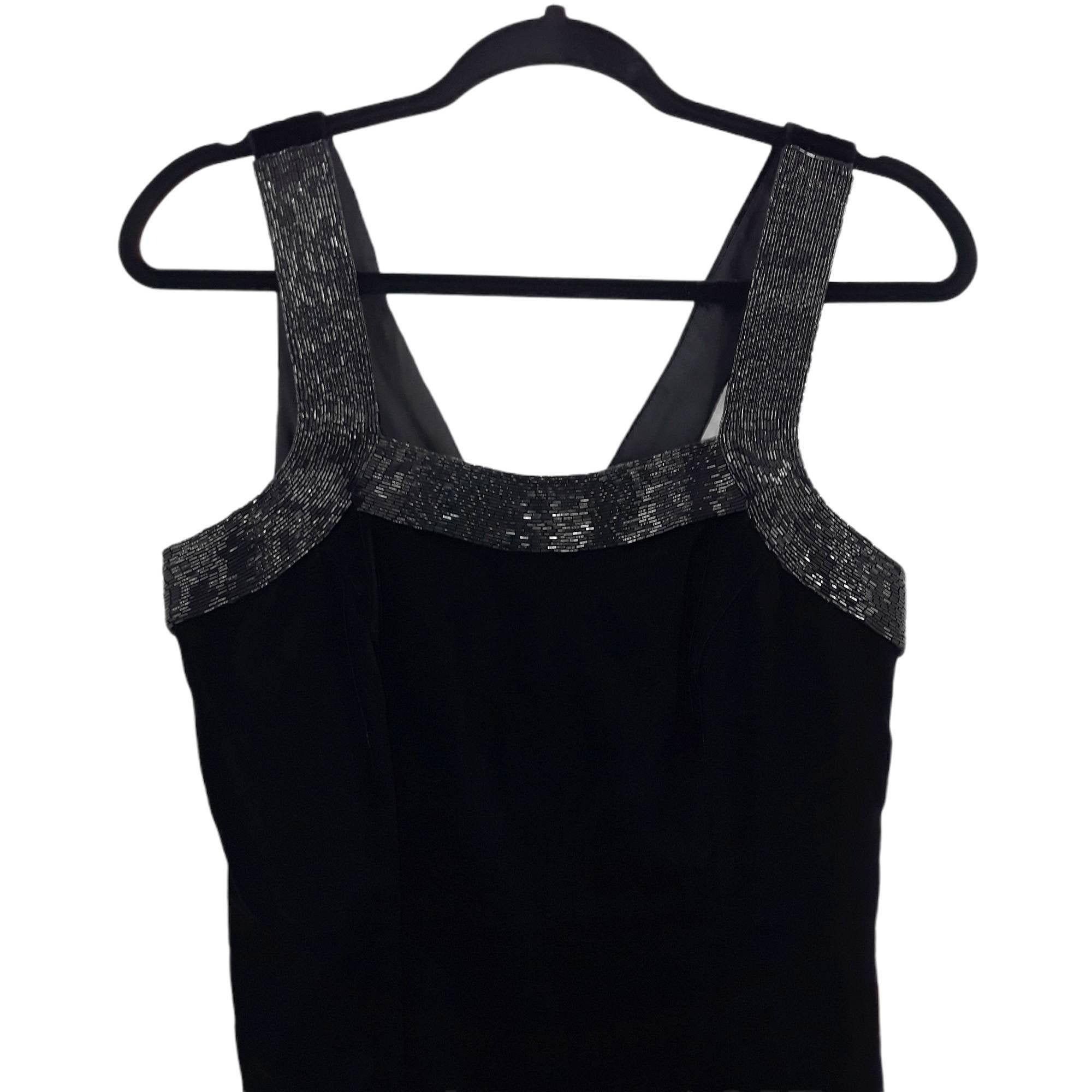 Vintage Vtg 80's Dress Formal Velvet Beaded Black Sz S Knee Length Size S / US 4 / IT 40 - 4 Thumbnail