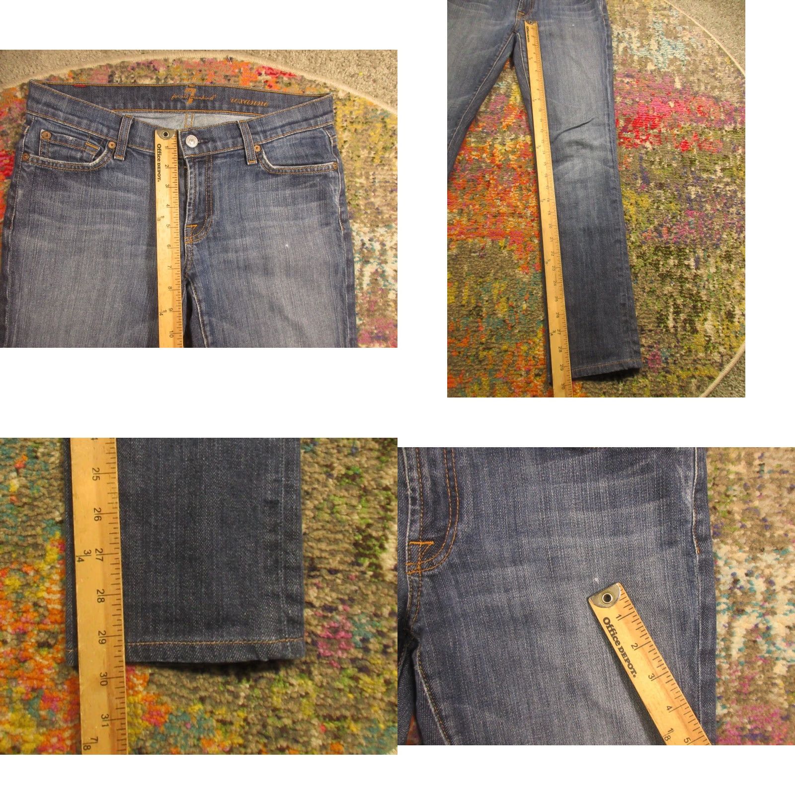 7 For All Mankind VINTAGE 7 For All Mankind Jeans Womens Slim Low Rise 27x29 Blue Roxanne Stretch Tapered 5-Pocket Denim Size 27" / US 4 / IT 40 - 8 Thumbnail