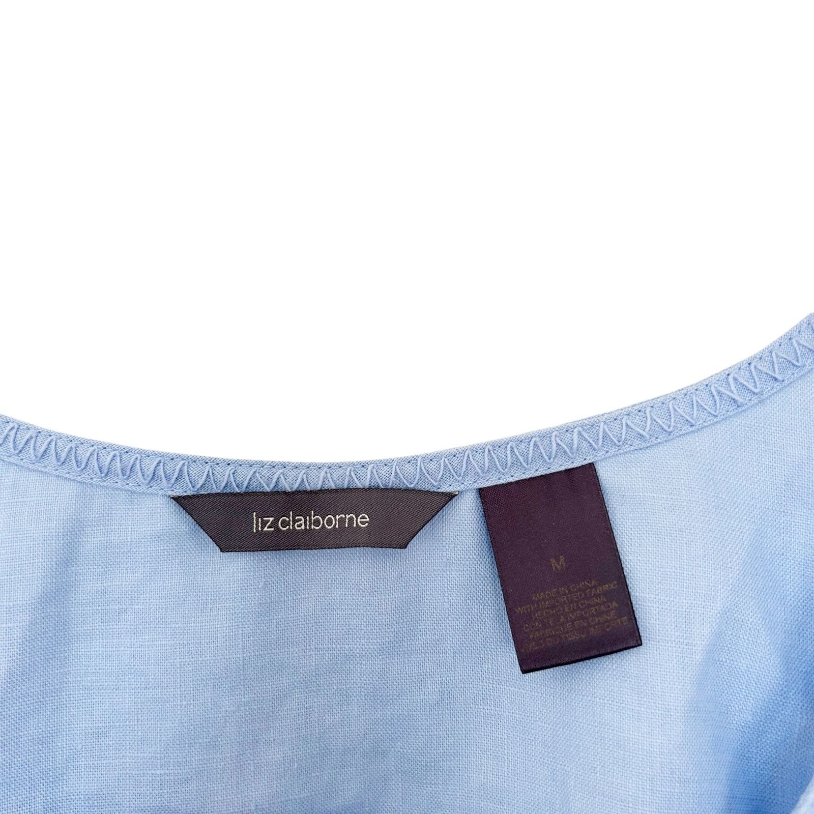 Other Liz Claiborne Blue 100% Linen Tank Top & Button Down Set M Size M / US 6-8 / IT 42-44 - 2 Thumbnail