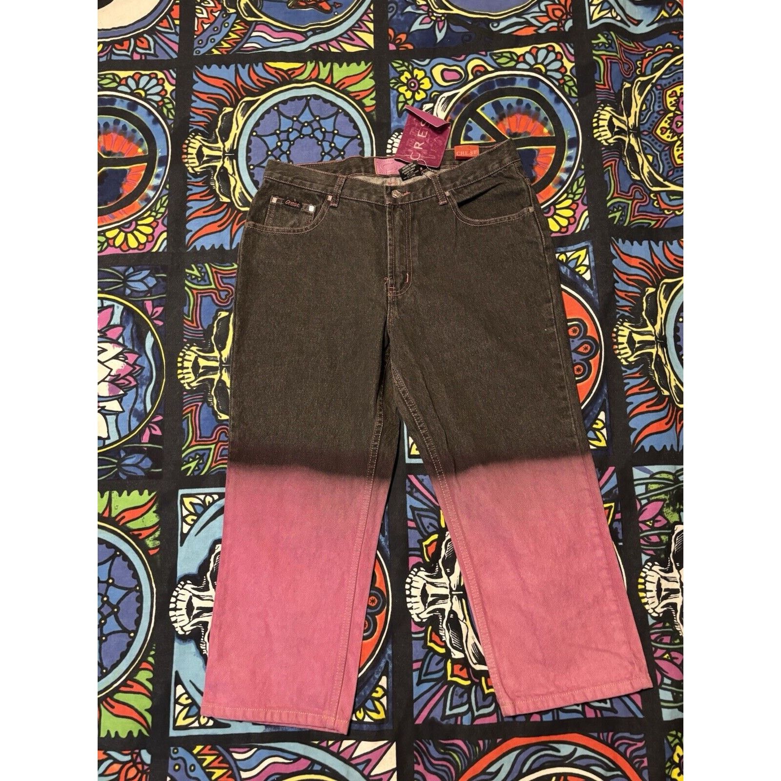 Other Vintage y2k crest pink black Capris Jorts hip hop NWT 13/14 Size US 28 / EU 44 - 2 Thumbnail