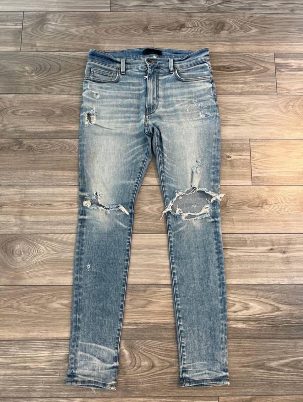 Amiri Amiri Distressed Blue Denim Size US 32 / EU 48 - 1 Thumbnail