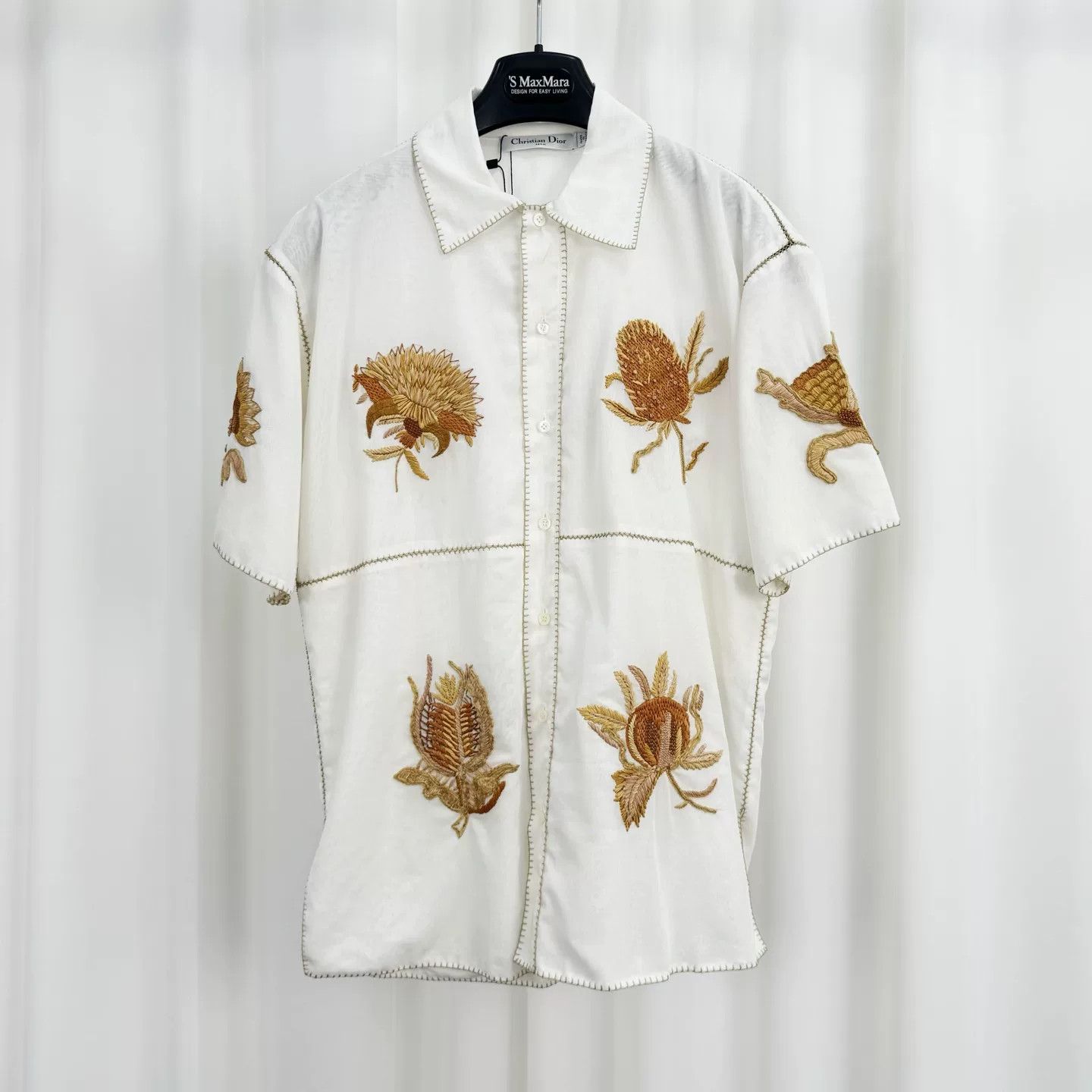 Dior Dior Embroidered Short Sleeve Button Up Shirt Size XS / US 0-2 / IT 36-38 - 1 Thumbnail