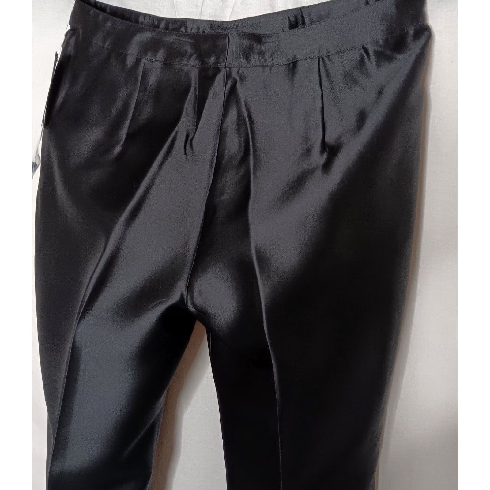 Vintage VINTAGE? No. Jovani Black Wool Silk Blend Wide-Leg Pants 18 M Dress Formal Women's 32" Inseam Size 40" / US 18 - 5 Thumbnail