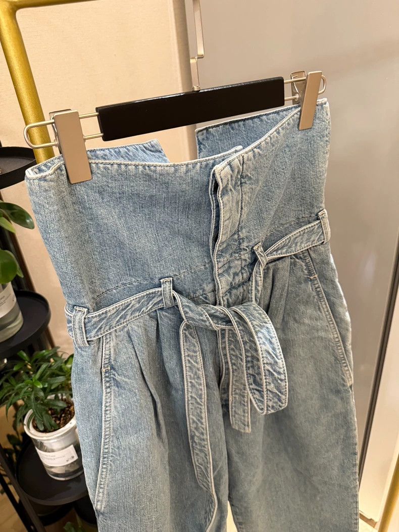 Loewe LOEWE Blue high waist belt tie wide leg women's jeans Size 25" / US 0 / IT 36 - 2 Thumbnail
