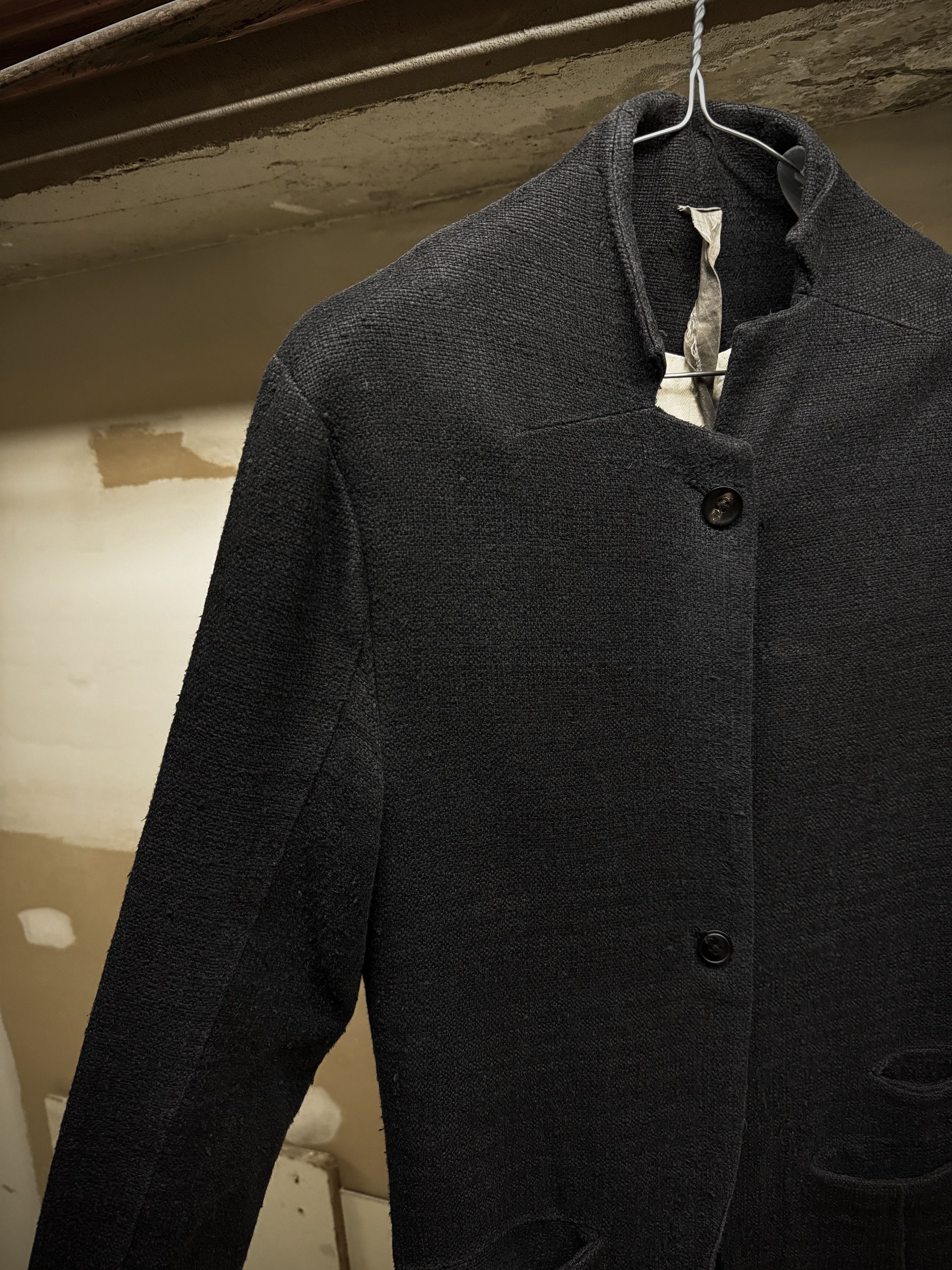 Aleksandr Manamis Aleksandr Manamïs Charcoal Grey Raw Silk Frayed Hem Coat Size US S / EU 44-46 / 1 - 5 Thumbnail