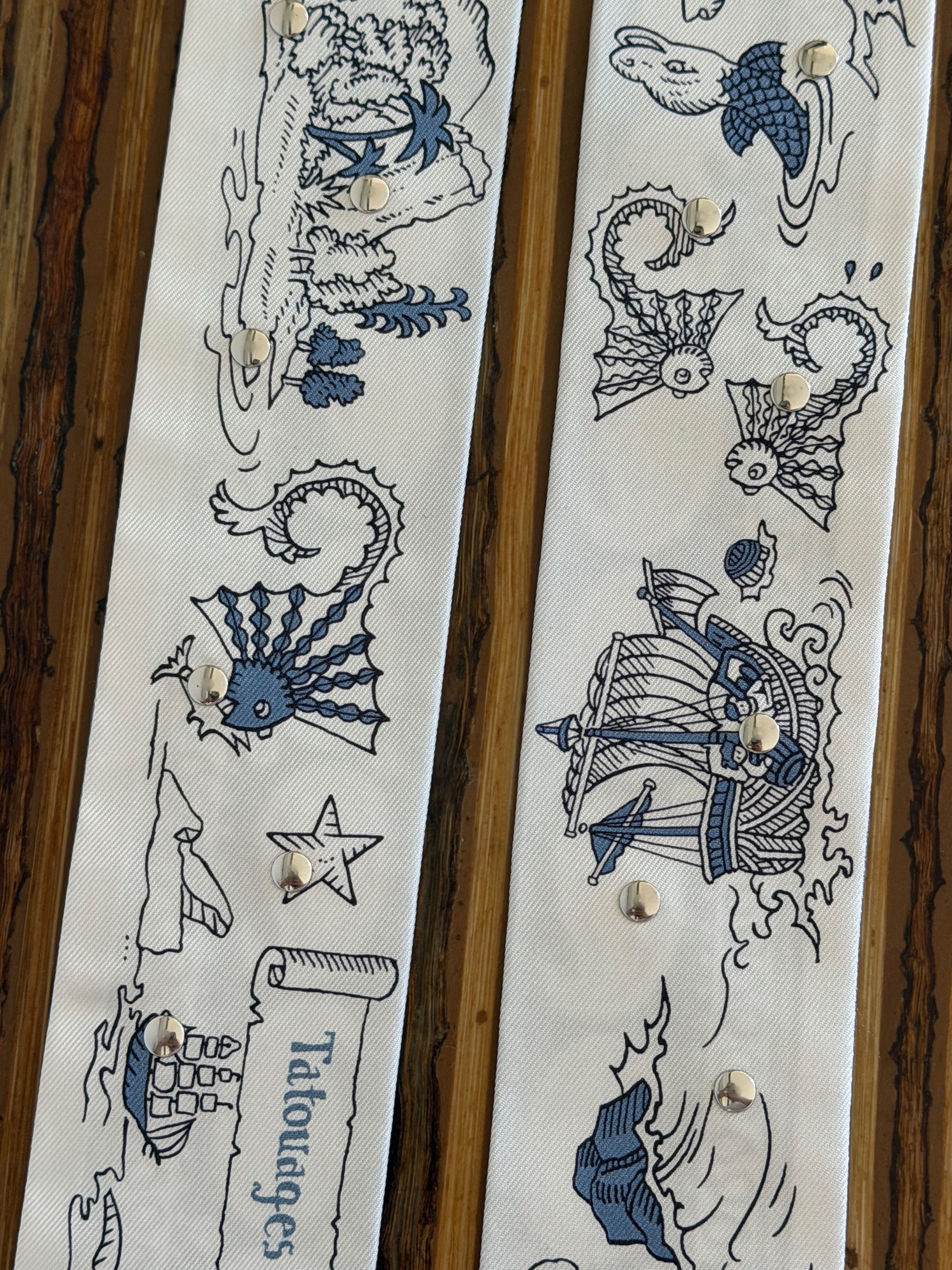 Hermes Scarf Twilly Tatouages Marins Bandana Studded Silk Jean Size ONE SIZE - 12 Thumbnail